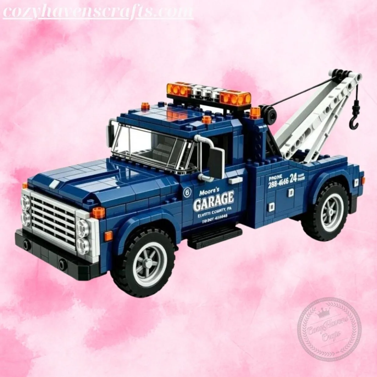 Vintage Road Rescue Heavy-Duty Tow Truck Building Set – Classic Blue Wrecker Truck Model 6 Vintage Road Rescue Heavy-Duty Tow Truck Building Set – Classic Blue Wrecker Truck Model