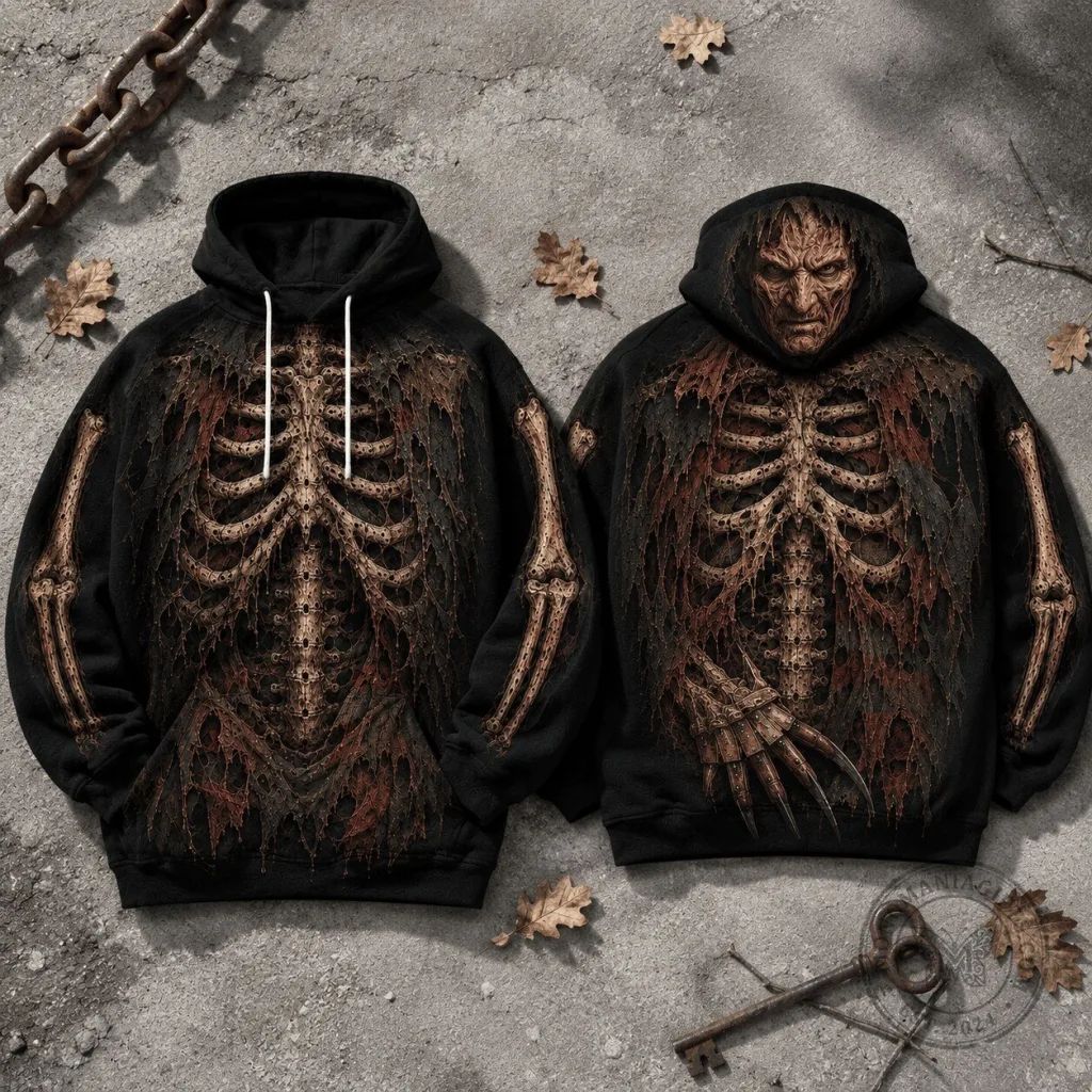 Freddy Krueger Skeleton Graphic Halloween Hoodie