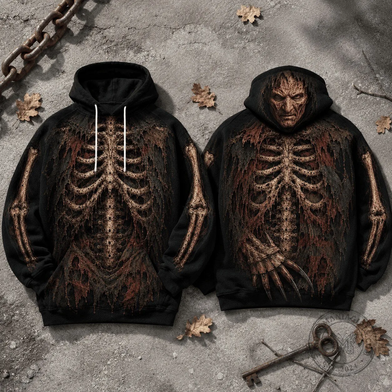 Freddy Krueger Skeleton Graphic Halloween Hoodie