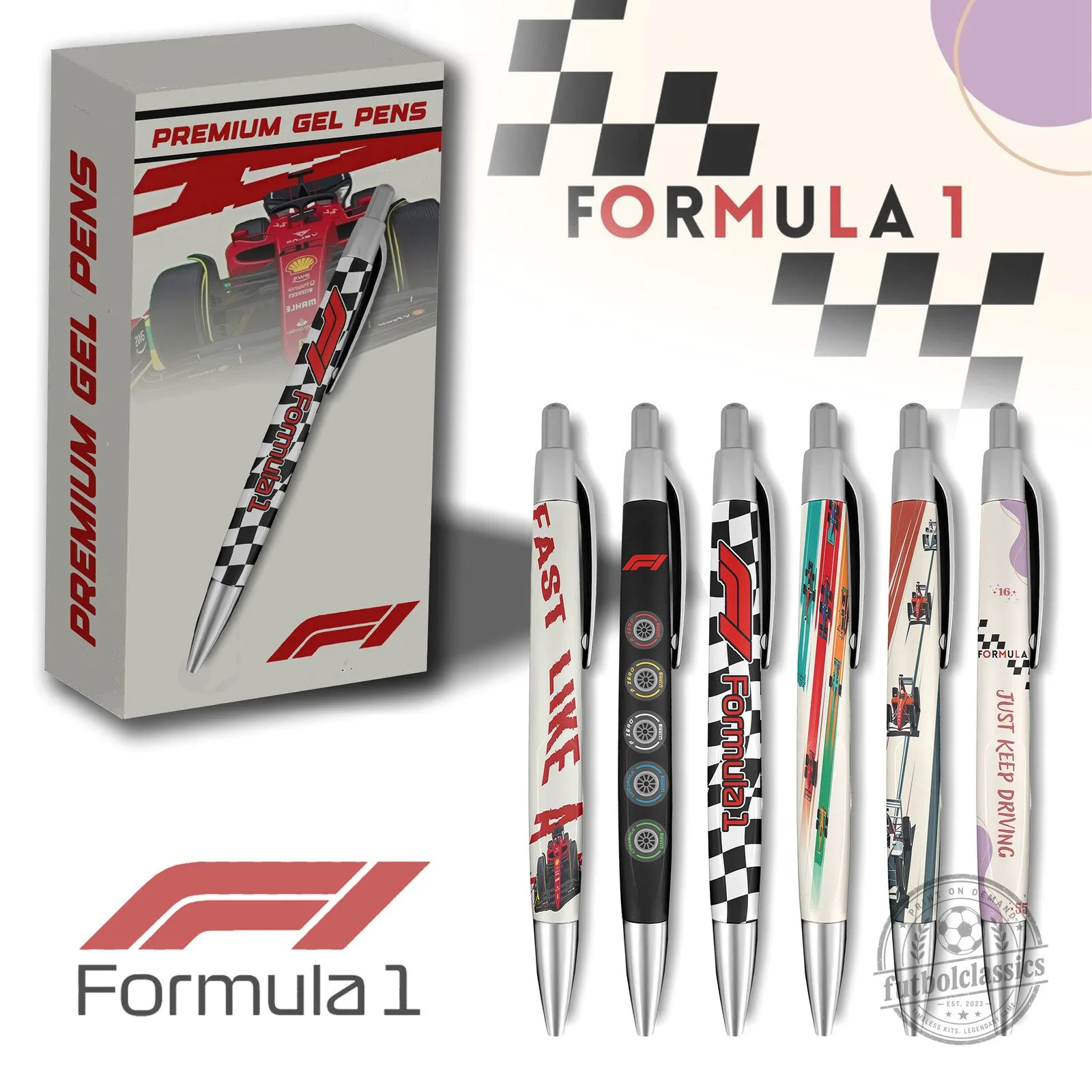 Formula 1 Racing Gel Pens Set - Premium Ballpoint Writing Supplies