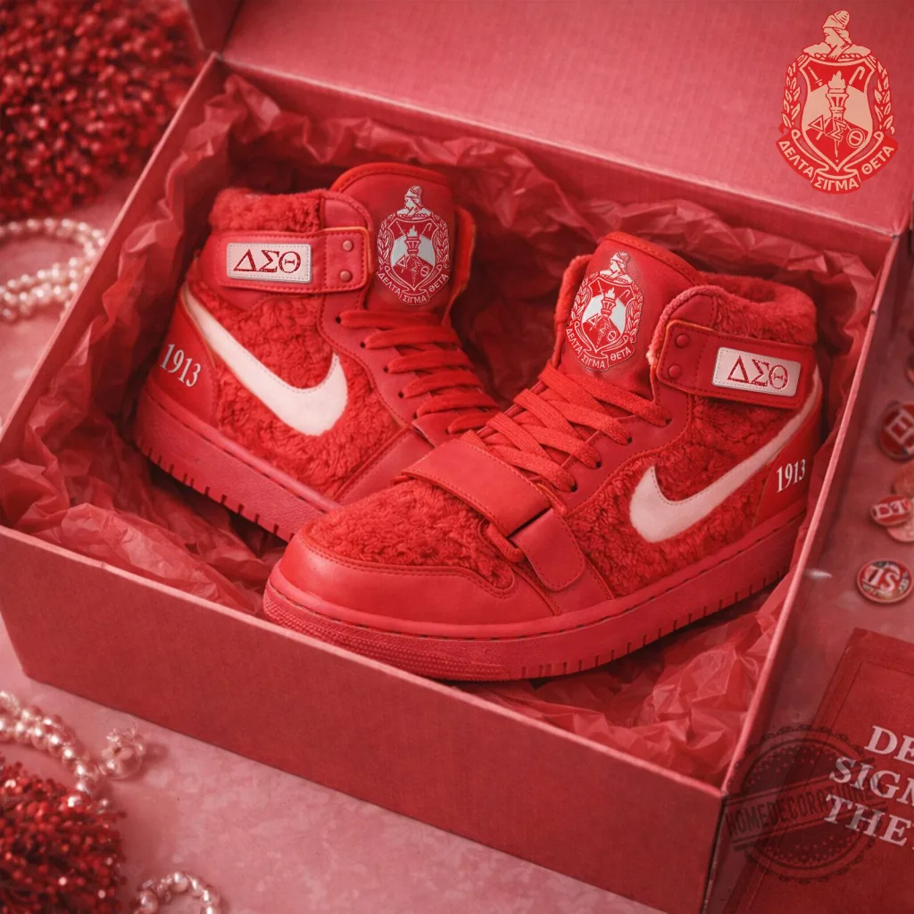 Delta Sigma Theta Sorority Air Jordan 1 High Top Sneakers Delta Sigma Theta Sorority Air Jordan 1 High Top Sneakers
