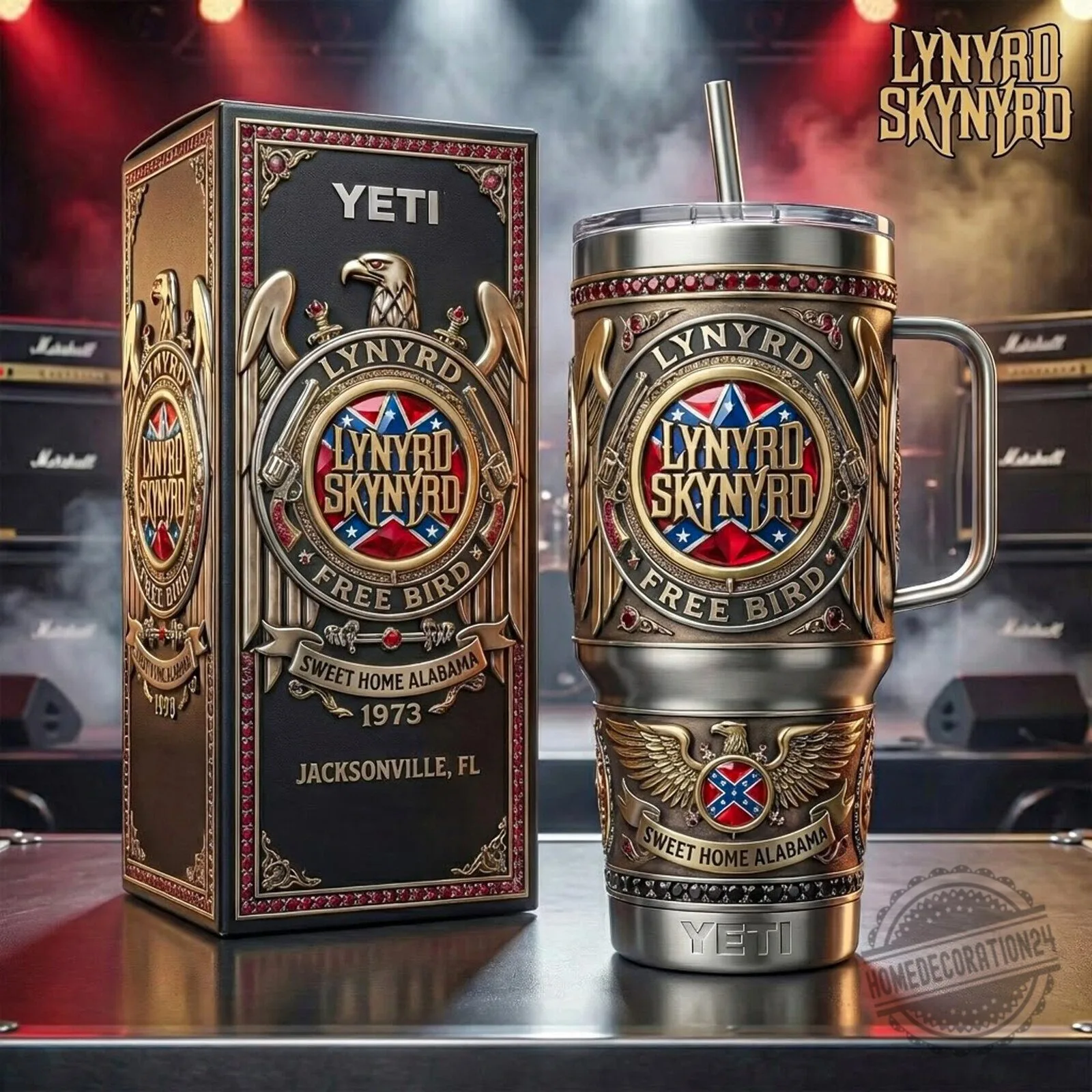 Lynyrd Skynyrd Free Bird Sweet Home Alabama Band Tumbler with Handle