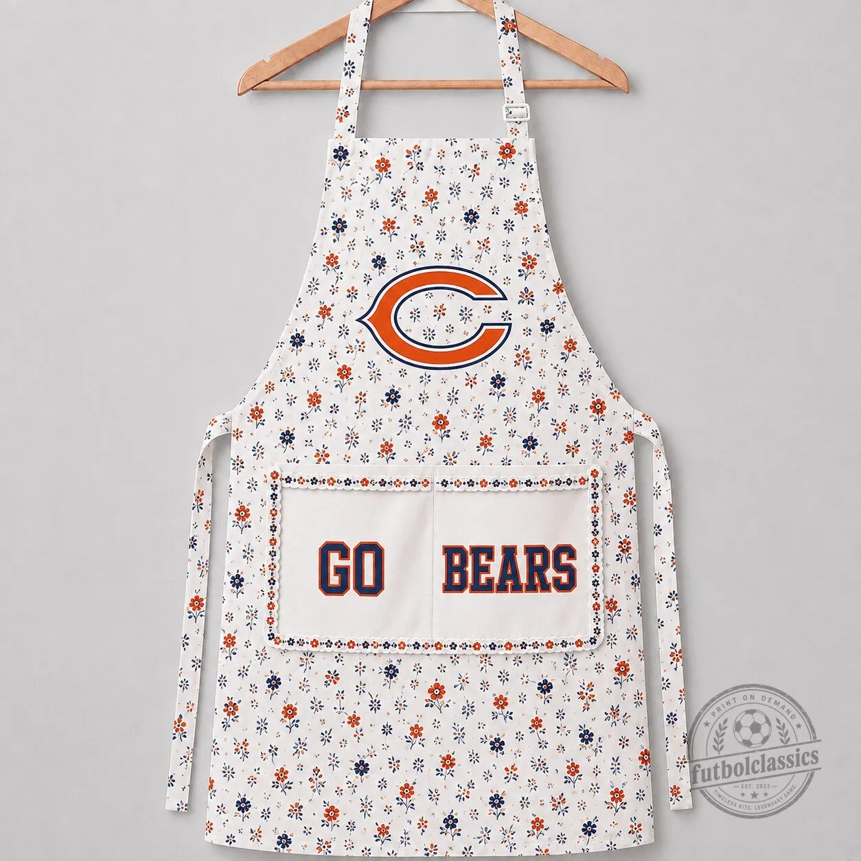 Chicago Bears Floral Print Go Bears NFL Football Team Apron