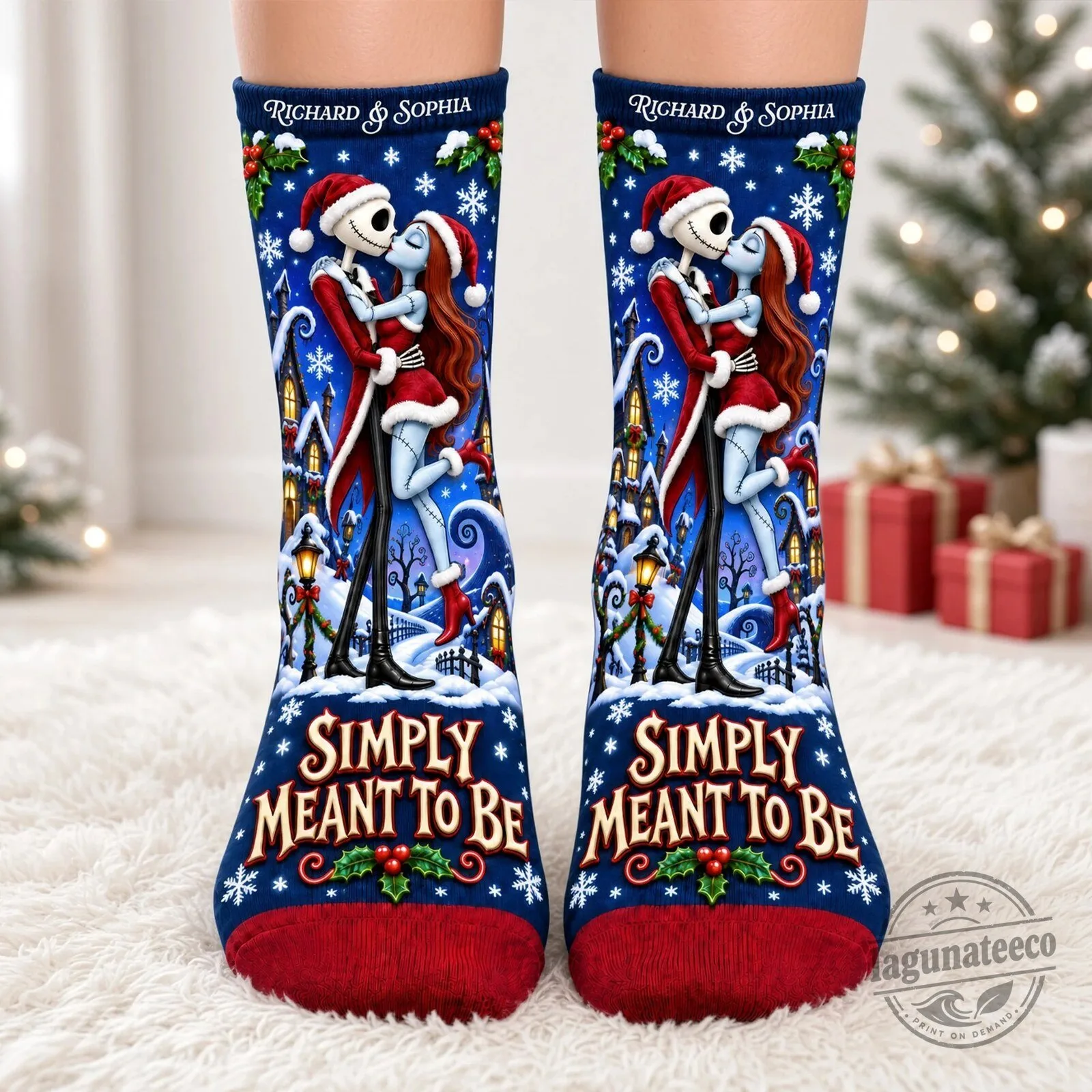 Nightmare Before Christmas Jack and Sally Simply Meant To Be Socks
