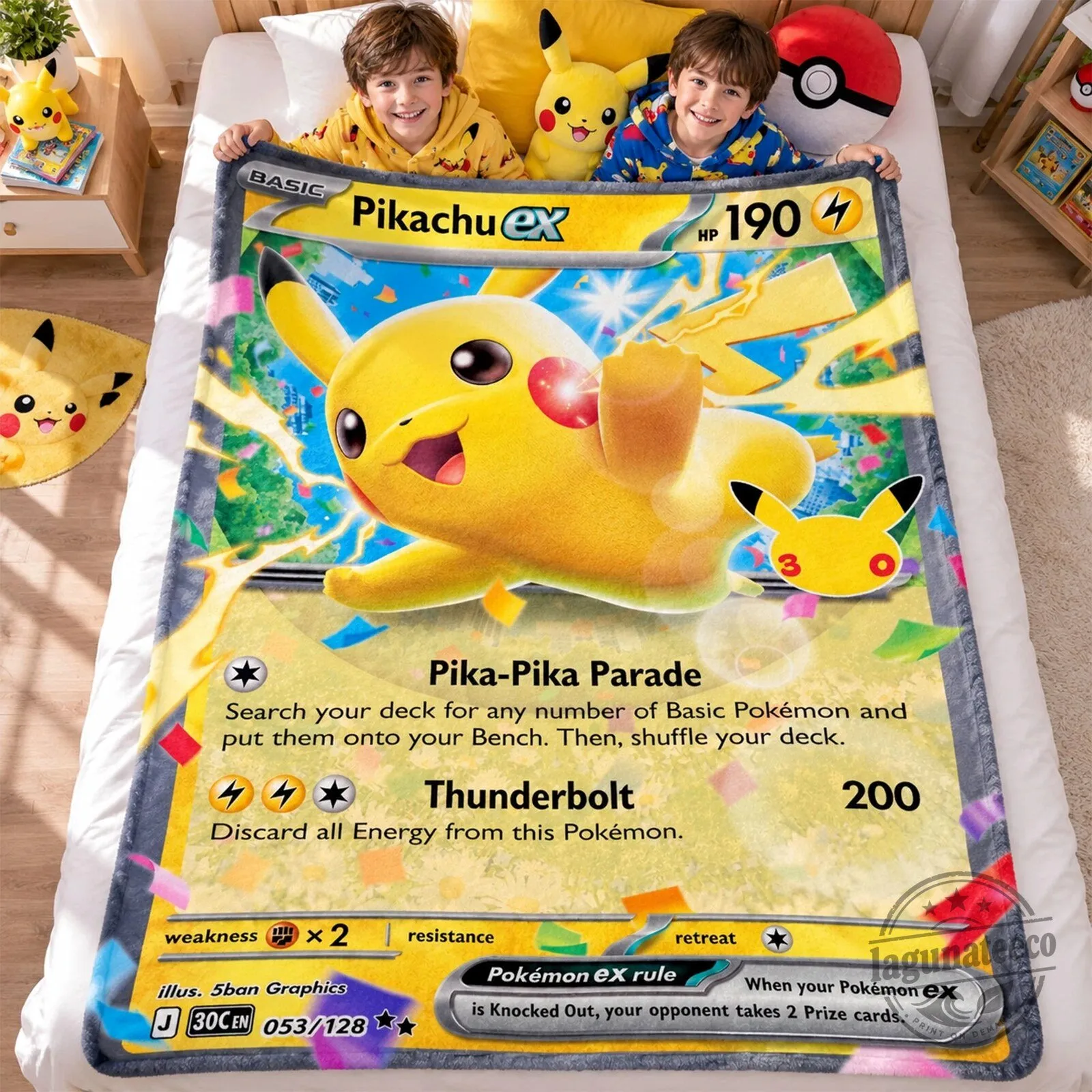 Pikachu EX Pokemon Trading Card Game Design Soft Fleece Blanket