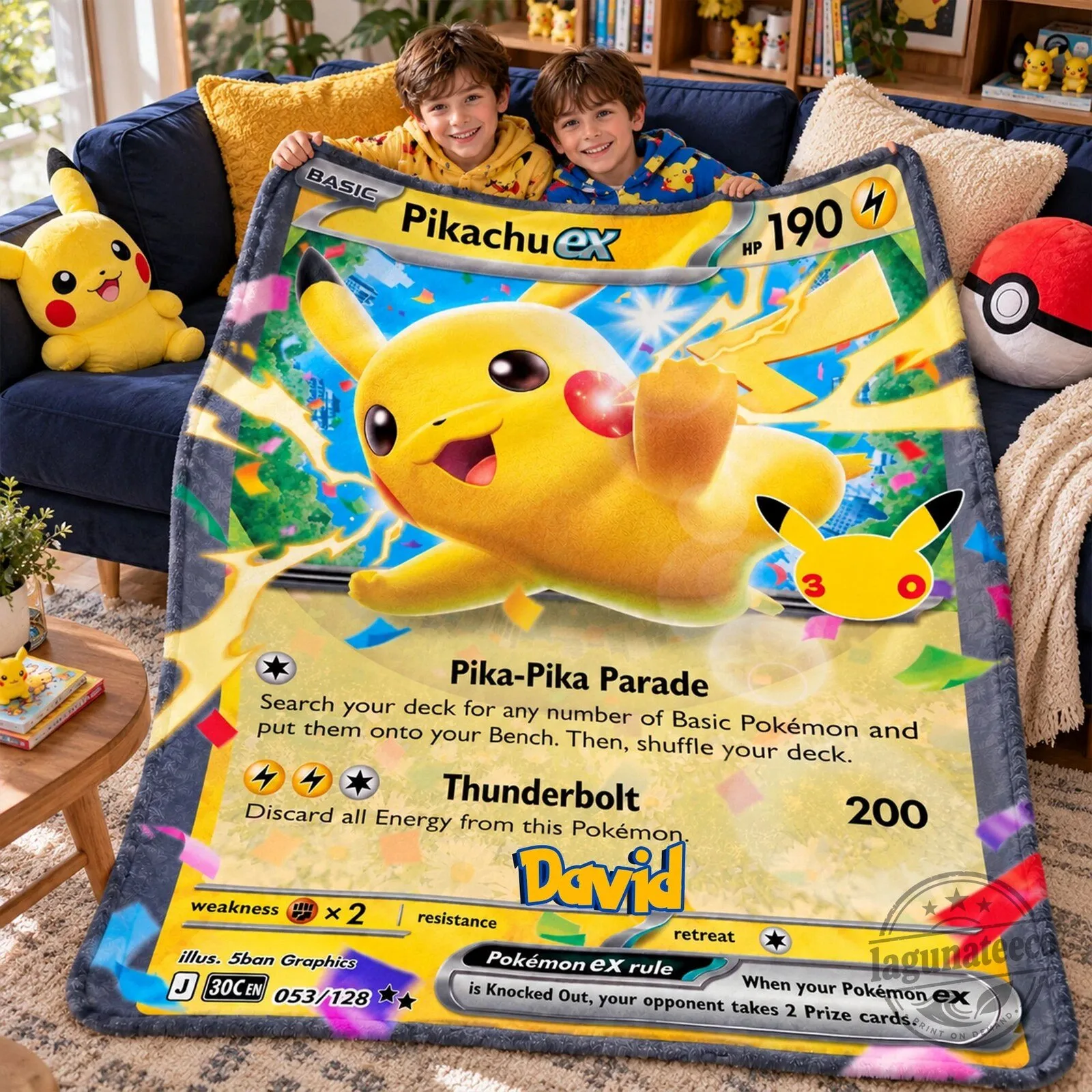 Pikachu EX Pokemon Trading Card Game Design Soft Fleece Blanket 8 Pikachu EX Pokemon Trading Card Game Design Soft Fleece Blanket