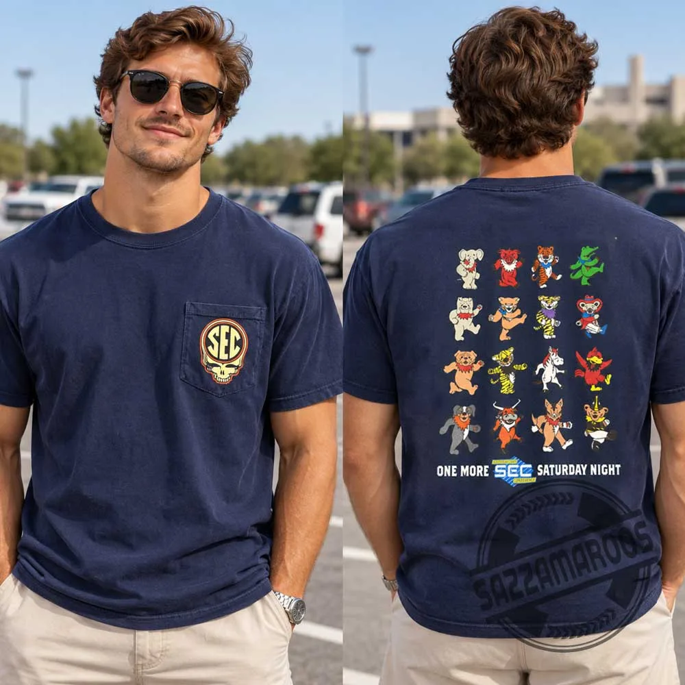 One More SEC Saturday Night Pocket T-Shirt, SEC Mascots Dancing Bears Vintage College Football Graphic Tee One More SEC Saturday Night Pocket T-Shirt, SEC Mascots Dancing Bears Vintage College Football Graphic Tee – image 3 of 3