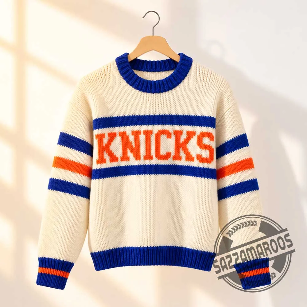 New York Knicks Vintage Striped Knit Sweater (1) New York Knicks Vintage Striped Knit Sweater