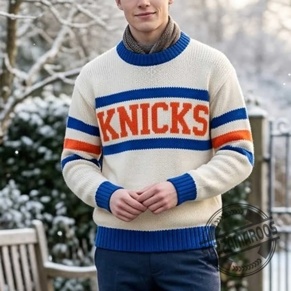 New York Knicks Vintage Striped Knit Sweater (3) New York Knicks Vintage Striped Knit Sweater – image 3 of 3