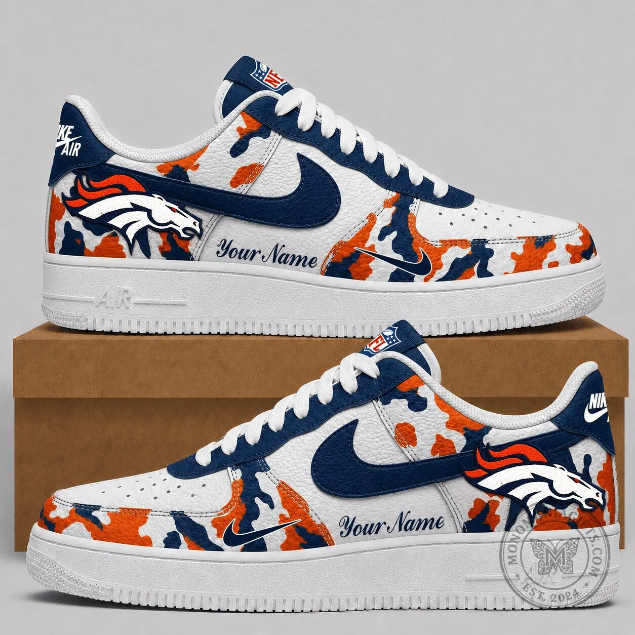 Denver Broncos NFL Team Camouflage Low Top Shoes Custom Name Sneakers