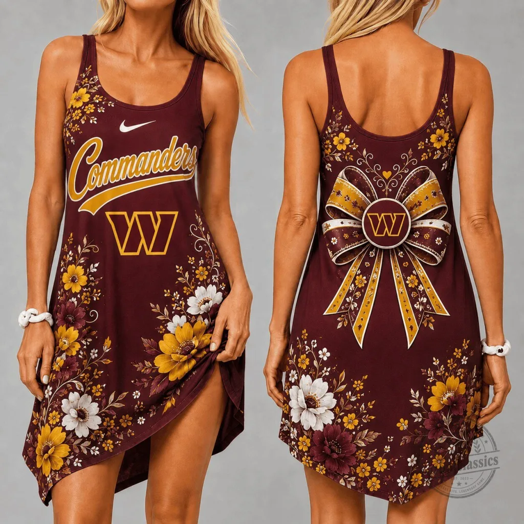 Washington Commanders Floral Pattern Women's Sleeveless Cami Dress Washington Commanders Floral Pattern Women's Sleeveless Cami Dress