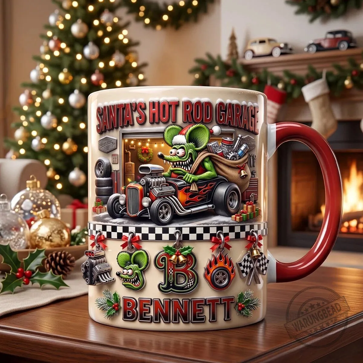 Rat Fink Hot Rod Garage Personalized Accent Mug 8 Rat Fink Hot Rod Garage Personalized Accent Mug