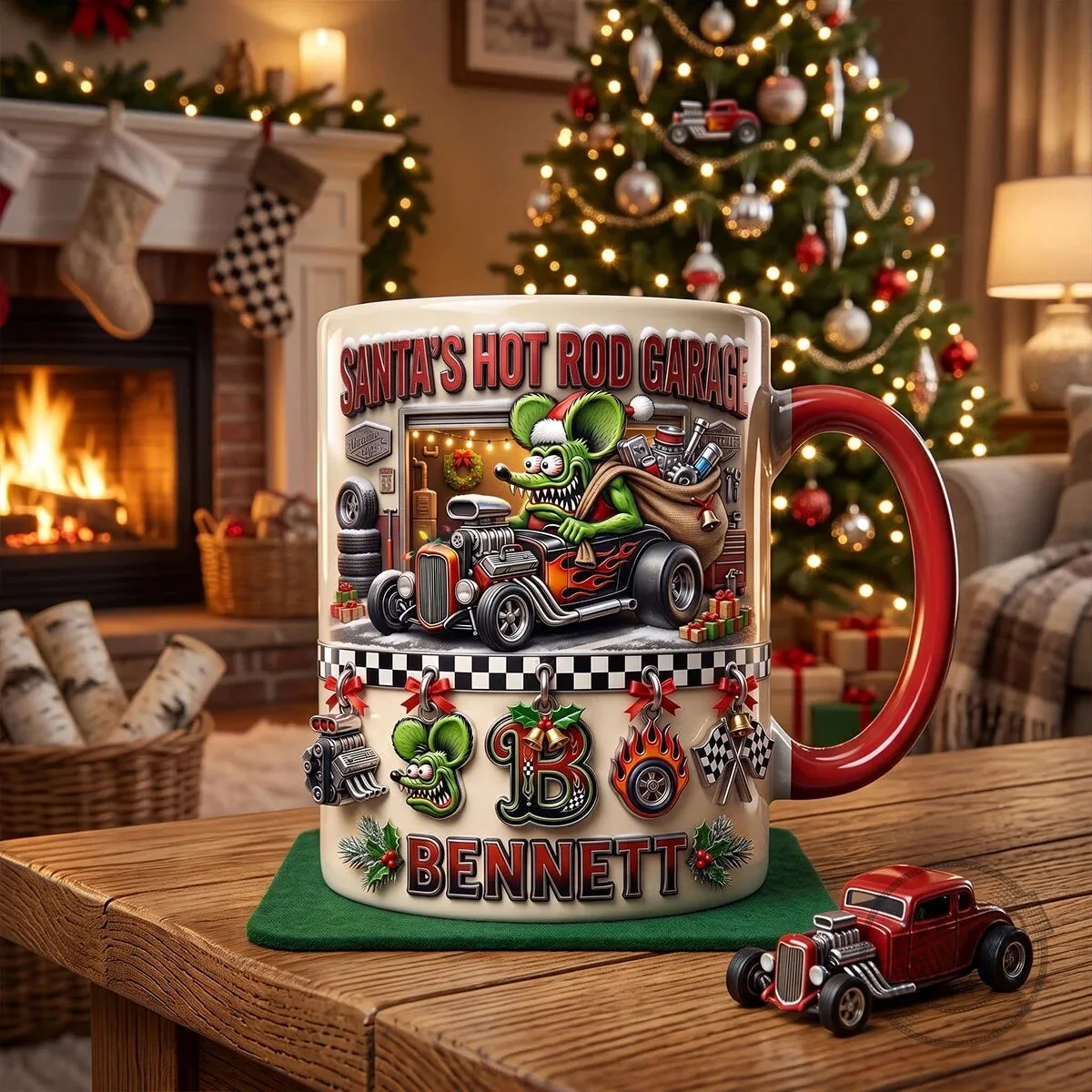 Rat Fink Hot Rod Garage Personalized Accent Mug 9 Rat Fink Hot Rod Garage Personalized Accent Mug