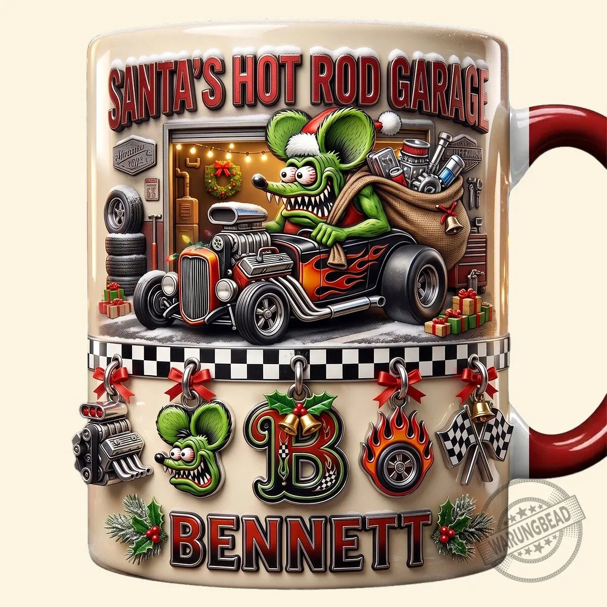 Rat Fink Hot Rod Garage Personalized Accent Mug 11 Rat Fink Hot Rod Garage Personalized Accent Mug