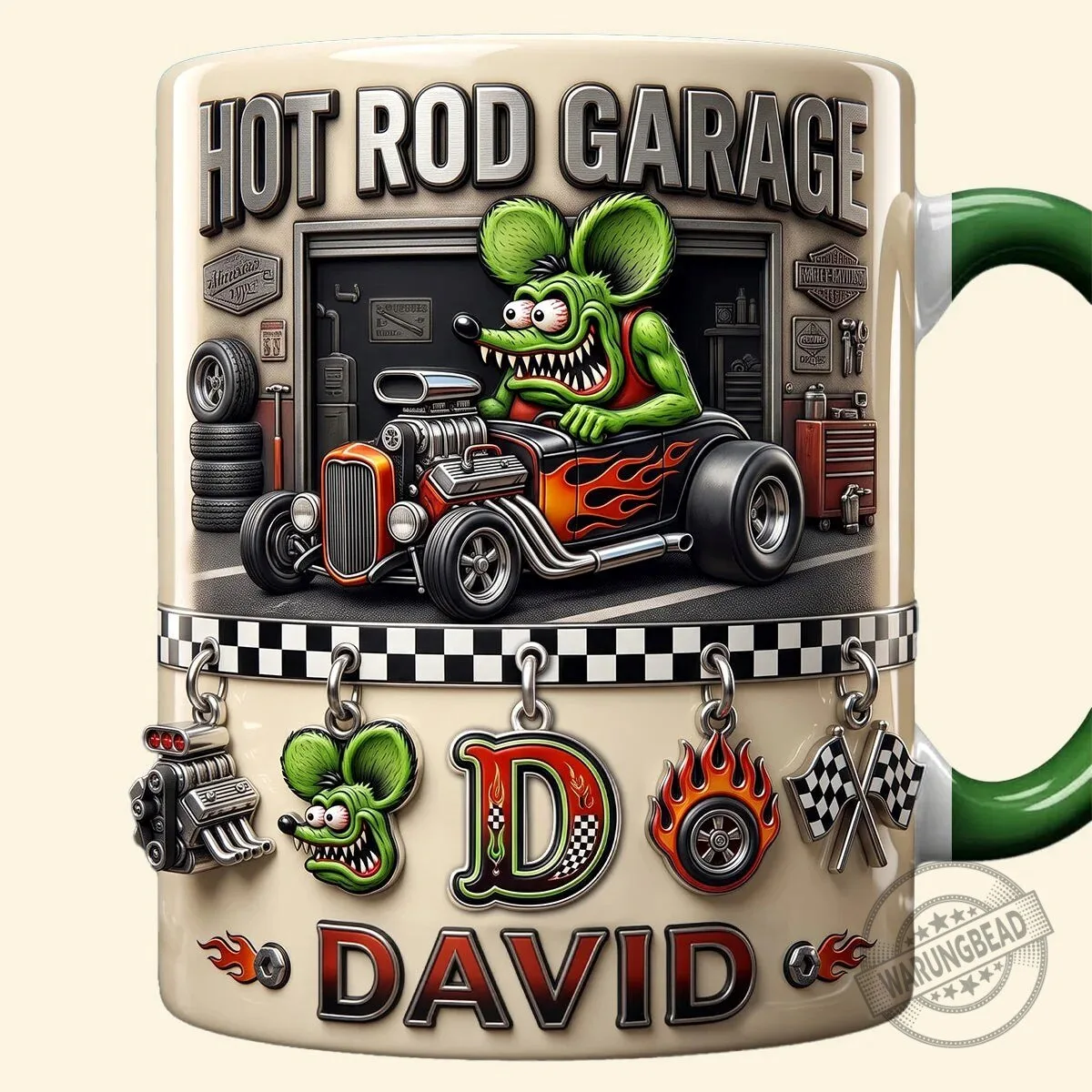 Rat Fink Hot Rod Garage Personalized Accent Mug 12 Rat Fink Hot Rod Garage Personalized Accent Mug