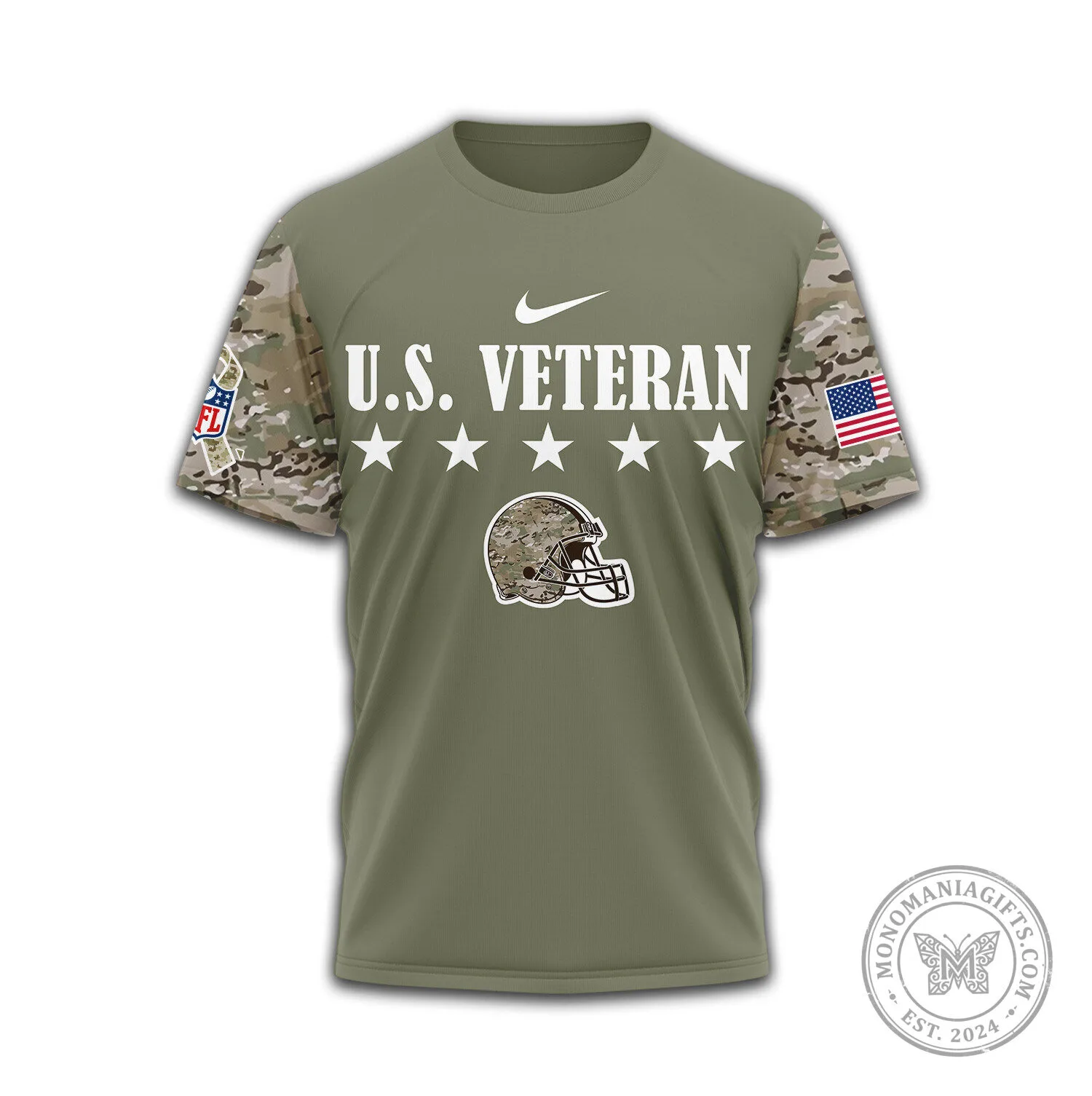 Cleveland Browns Salute To Service United States Veteran Camouflage T-Shirt