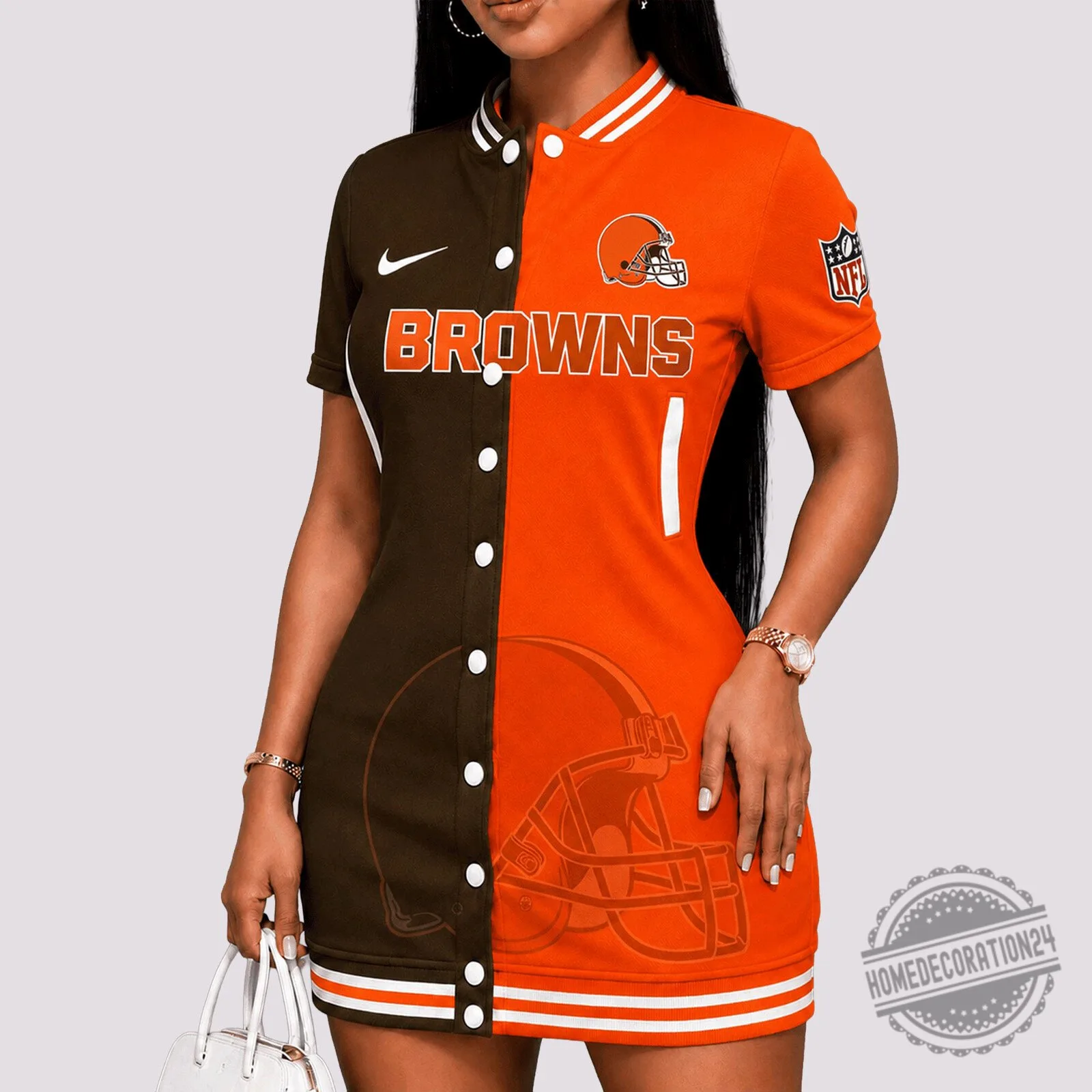 Cleveland Browns Football Team Varsity Jacket Dress for Women