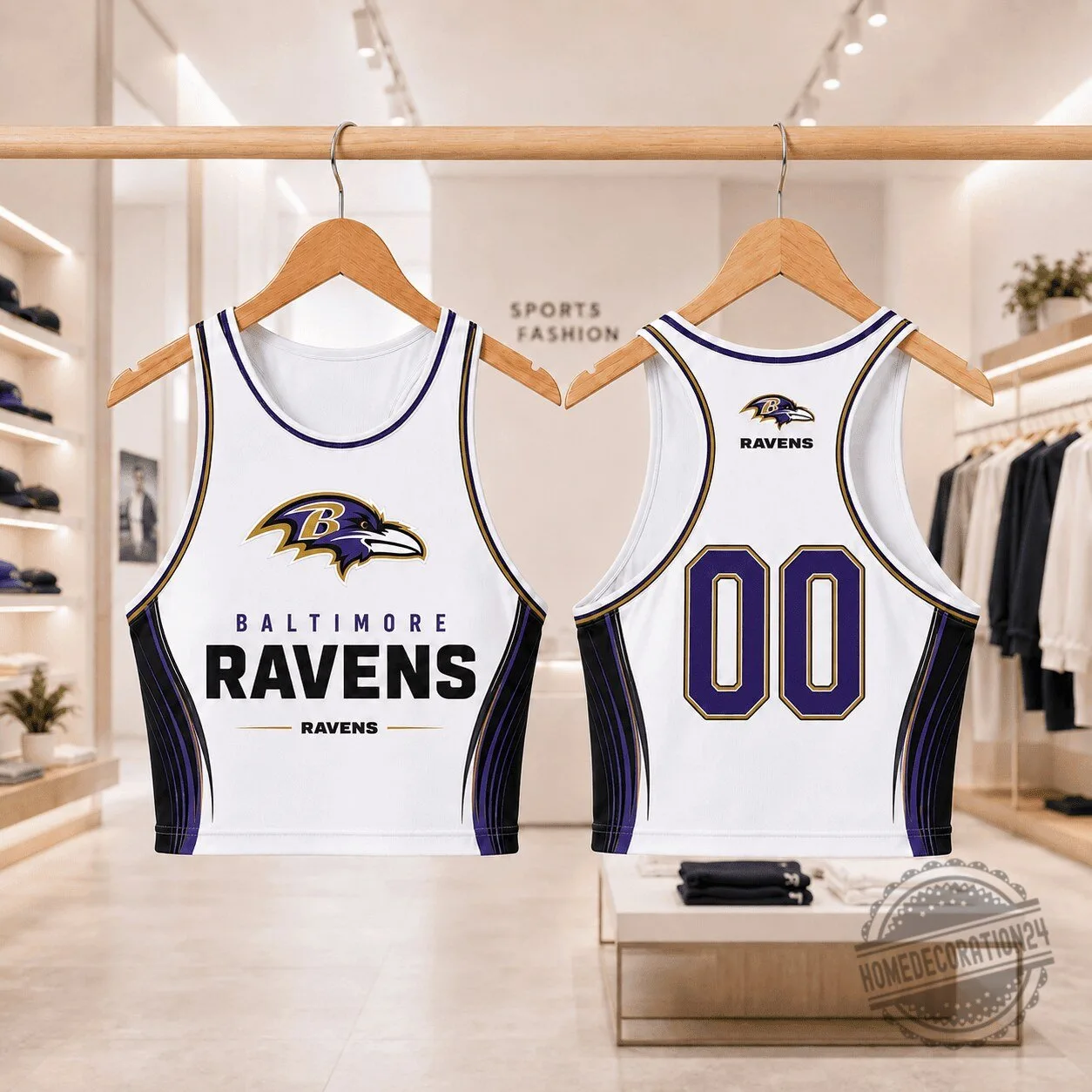 Baltimore Ravens NFL Football Team Logo White Crop Top Tank Top