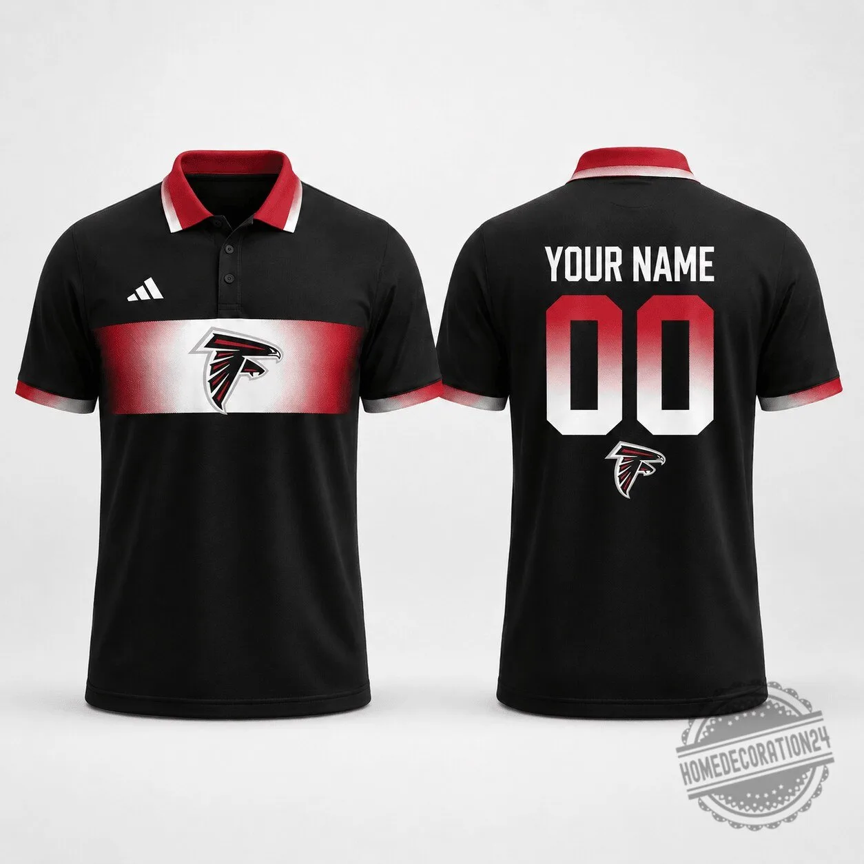 Atlanta Falcons Personalized Match Day Black Polo Shirt