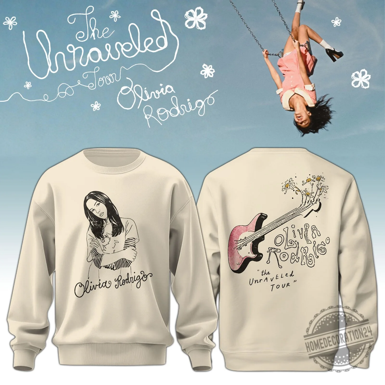 Olivia Rodrigo The Unraveled Tour Graphic Design Crewneck Sweatshirt