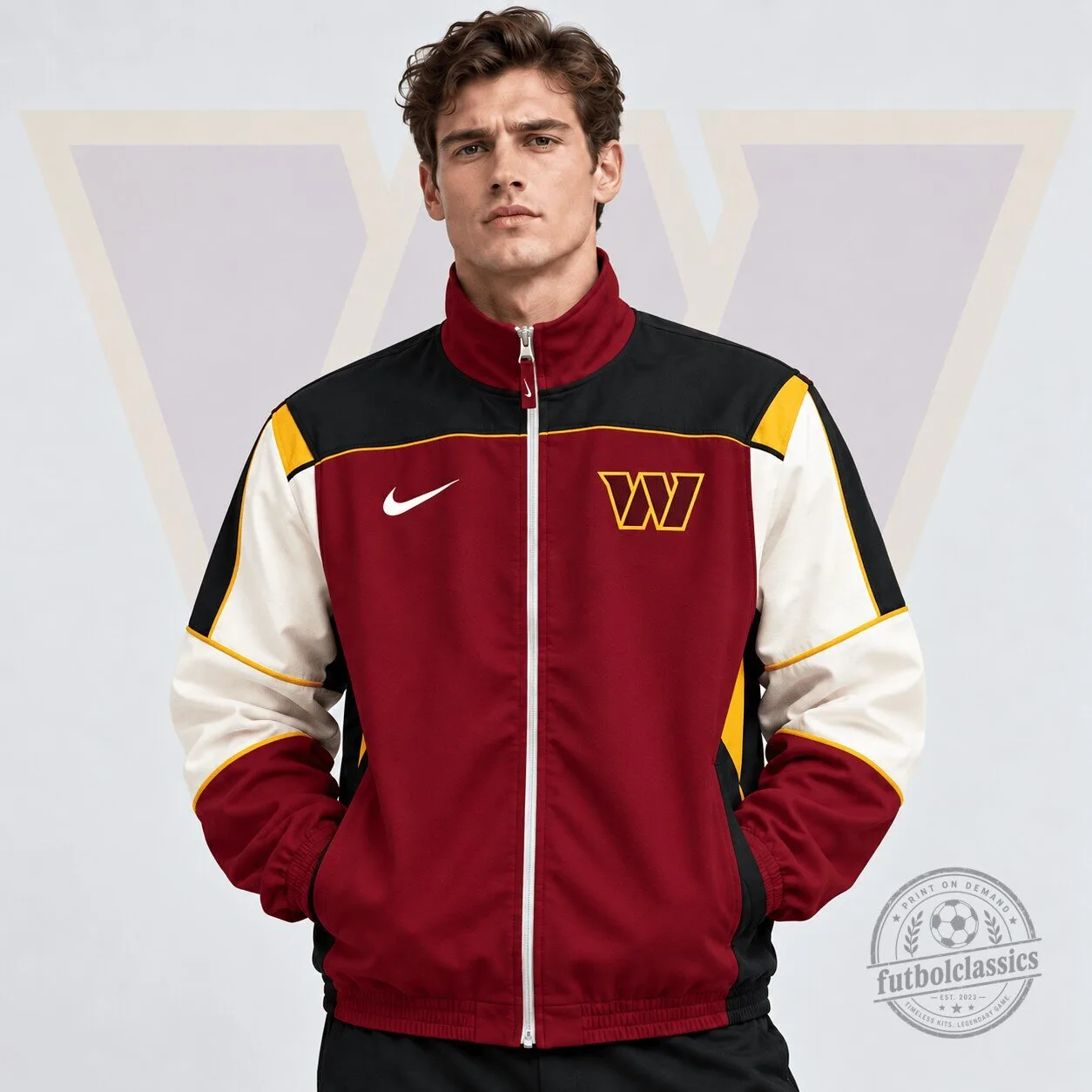 Washington Commanders NFL Team Crest Retro Color Block Full-Zip Jacket