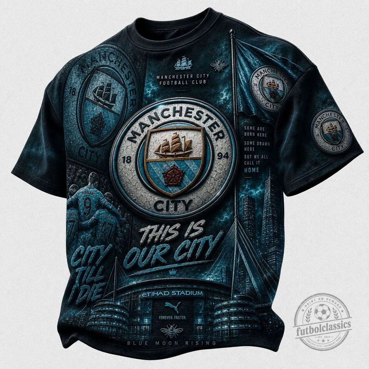 Manchester City Football Club This Is Our City Blue Moon Rising T-Shirt