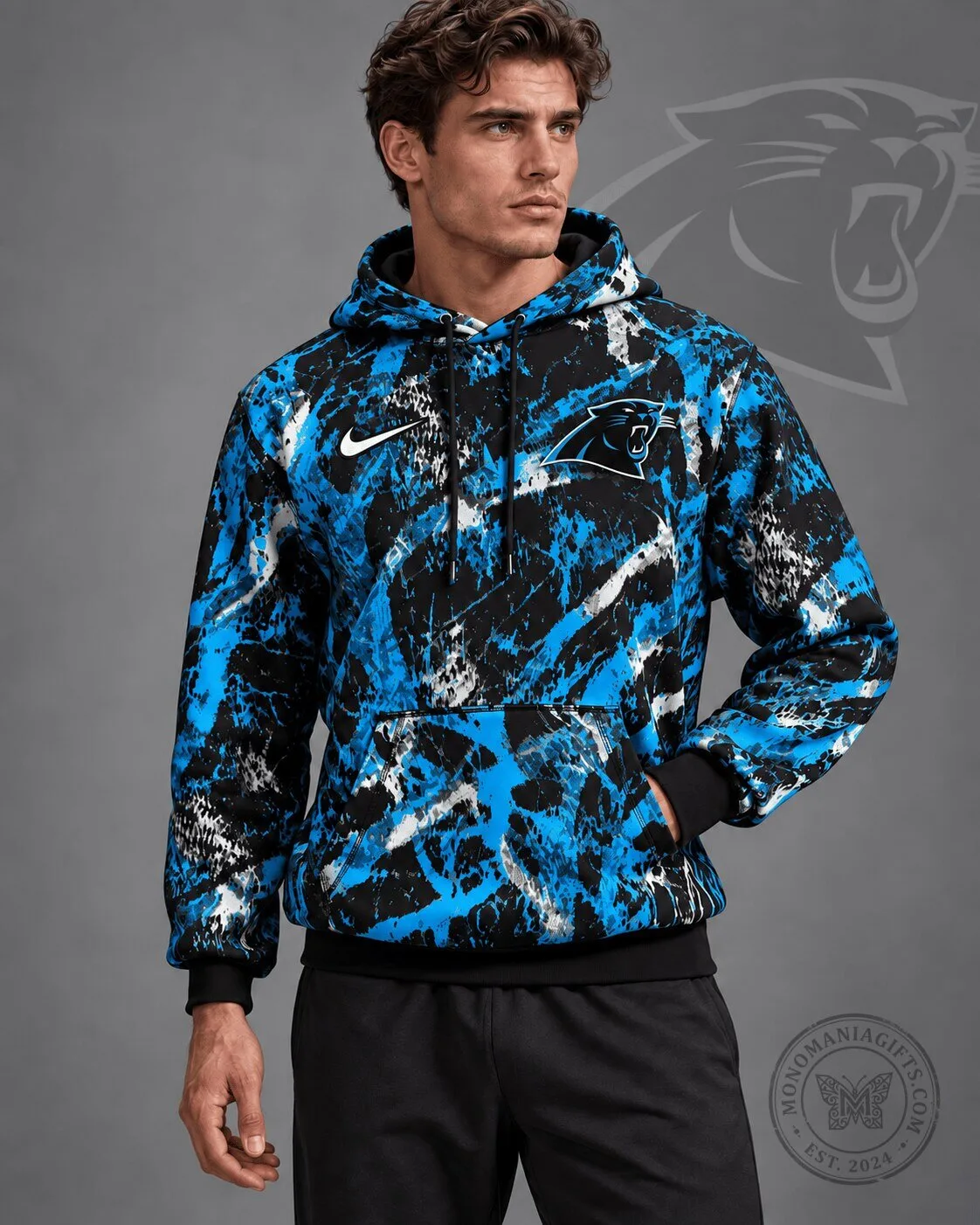 Carolina Panthers Blue Paint Splatter Distressed Camouflage Pullover Hoodie 1 Carolina Panthers Blue Paint Splatter Distressed Camouflage Pullover Hoodie