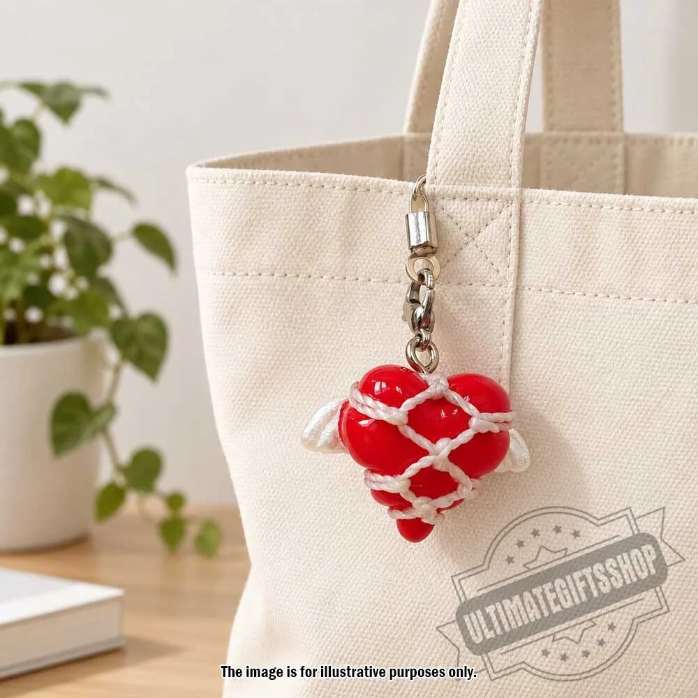 Kitanya Kinbaku Strap Red Winged Heart Japanese Ropework Charm 4 Kitanya Kinbaku Strap Red Winged Heart Japanese Ropework Charm