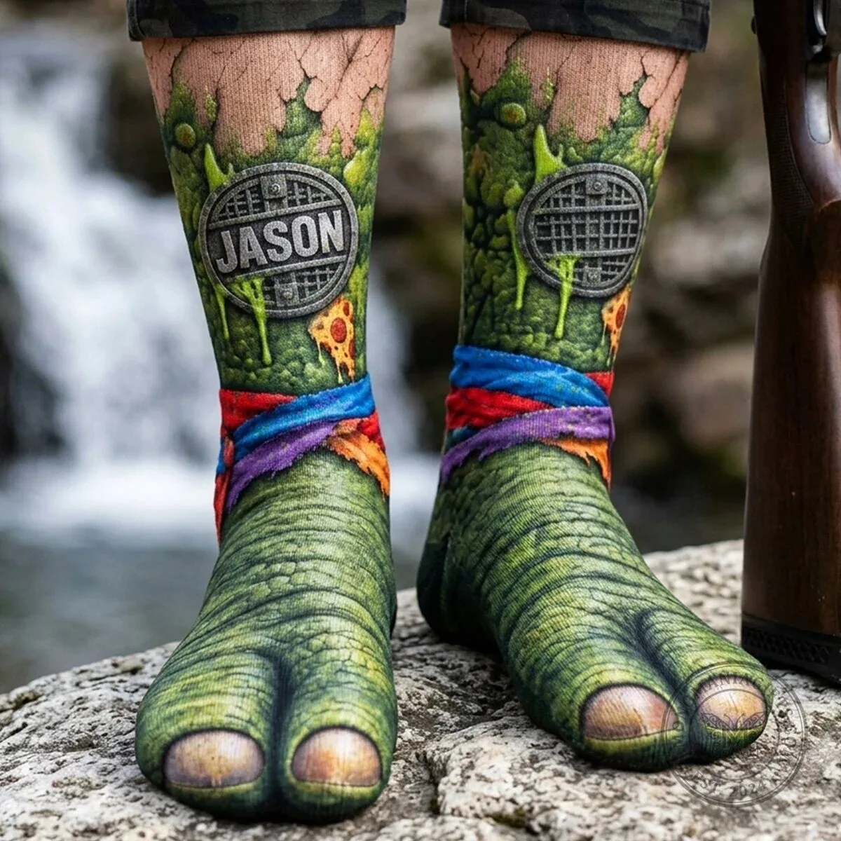 Teenage Mutant Ninja Turtles Jason Custom Name Green Foot Socks 7 Teenage Mutant Ninja Turtles Jason Custom Name Green Foot Socks