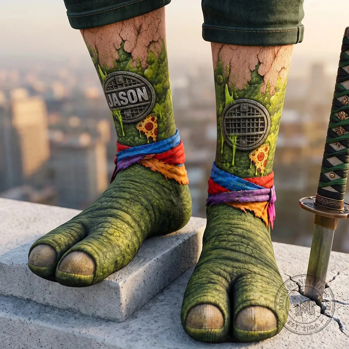 Teenage Mutant Ninja Turtles Jason Custom Name Green Foot Socks 8 Teenage Mutant Ninja Turtles Jason Custom Name Green Foot Socks