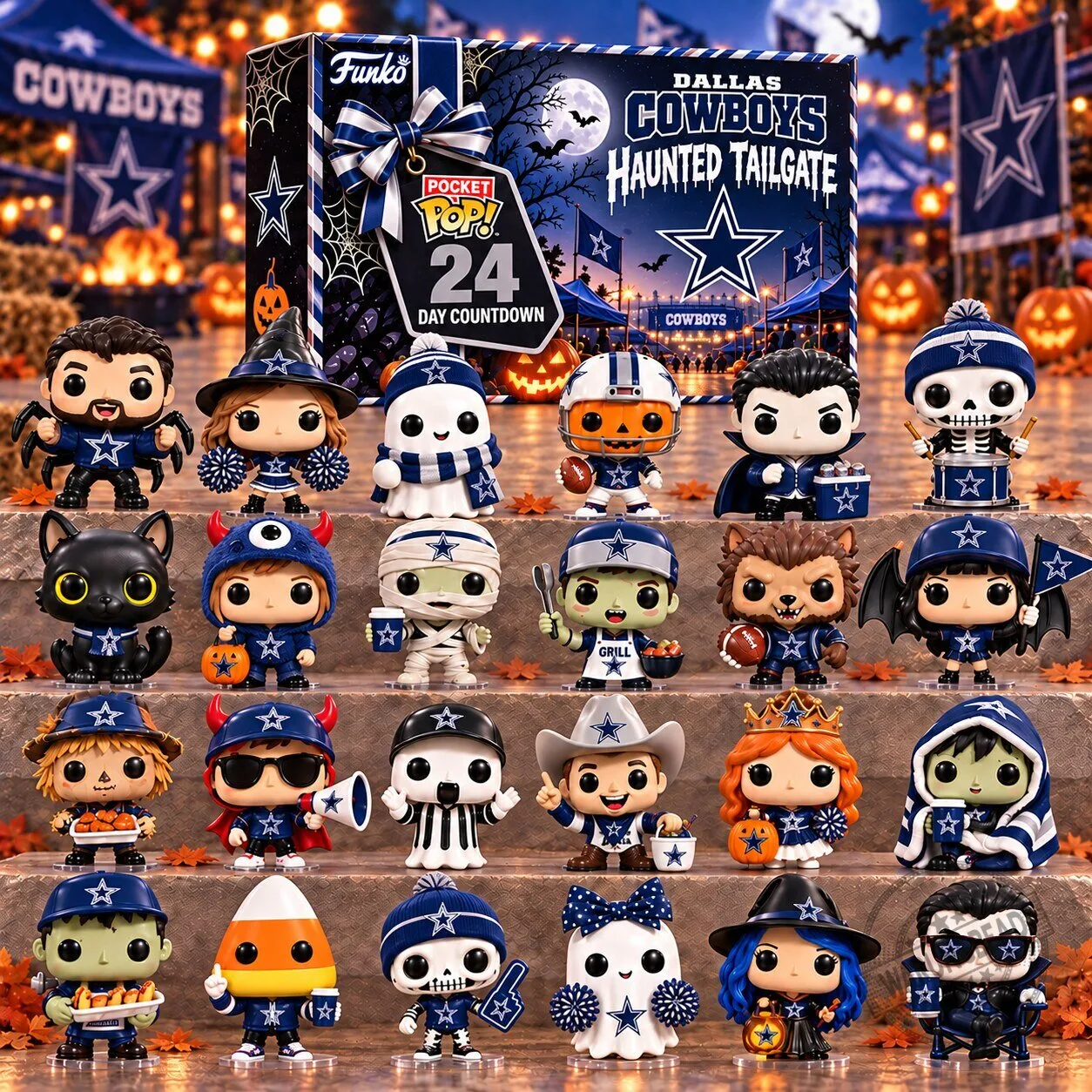 Dallas Cowboys Haunted Tailgate Funko Pocket Pop 24 Day Countdown Advent Calendar