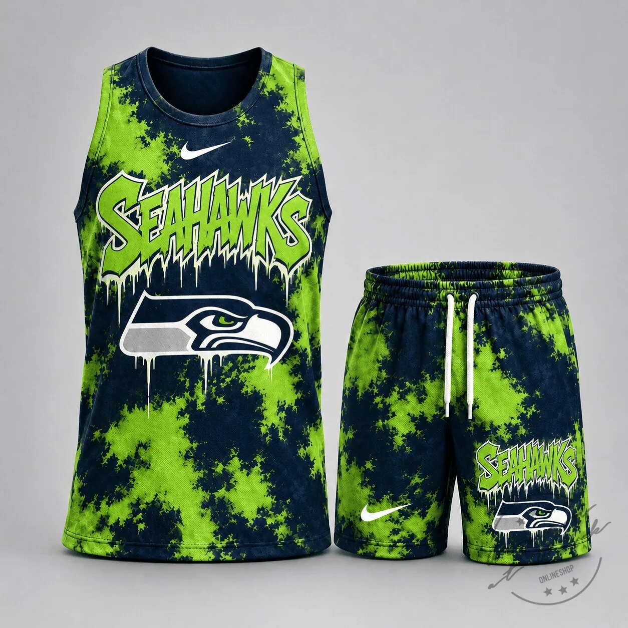 Seattle Seahawks Urban Splash Dye Tank Top and Shorts Set 1 Seattle Seahawks Urban Splash Dye Tank Top and Shorts Set