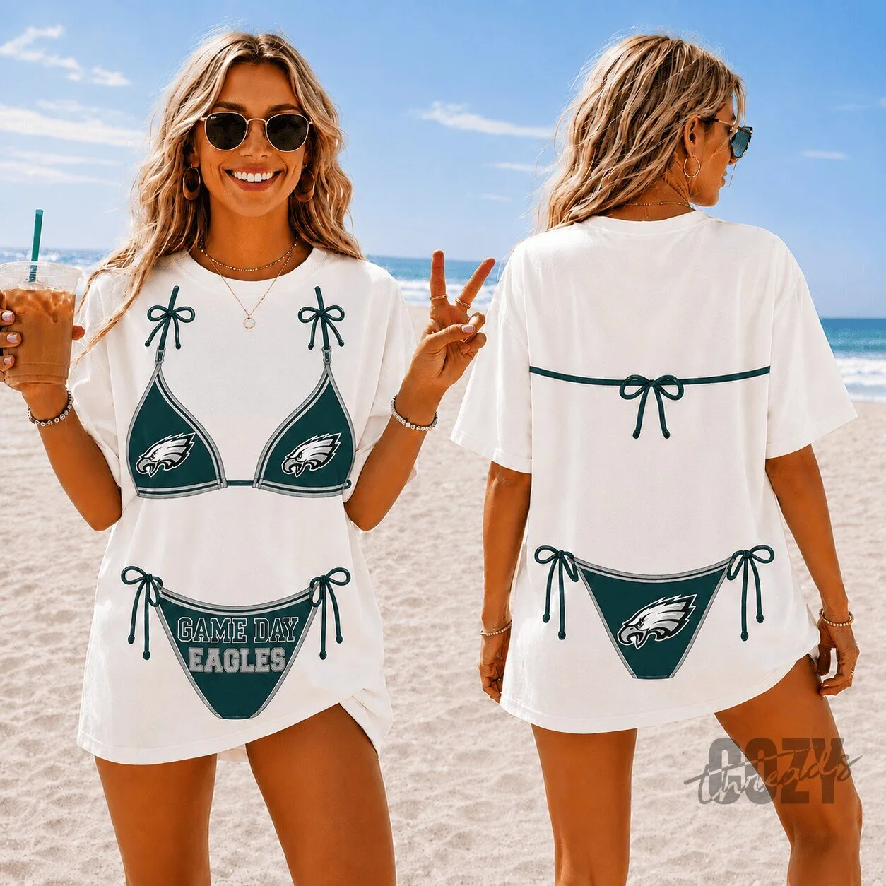 Philadelphia Eagles Fan Shirt Bikini Design Game Day Oversized T-Shirt Dress