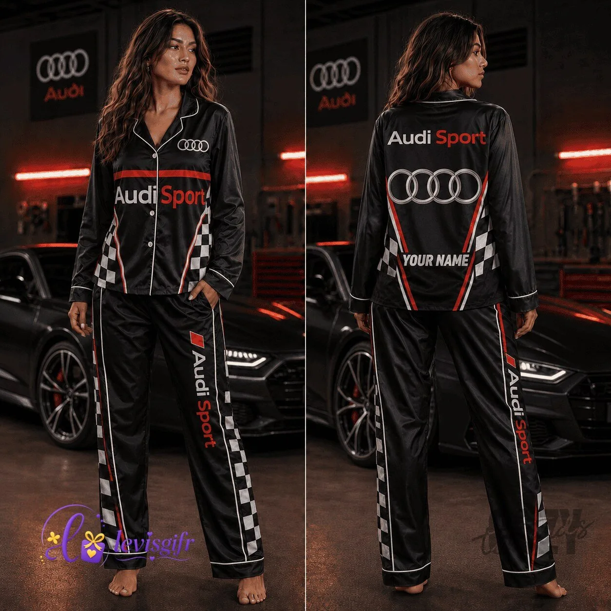 Audi Sport Racing Fan Gift Pajamas Set for Men and Women