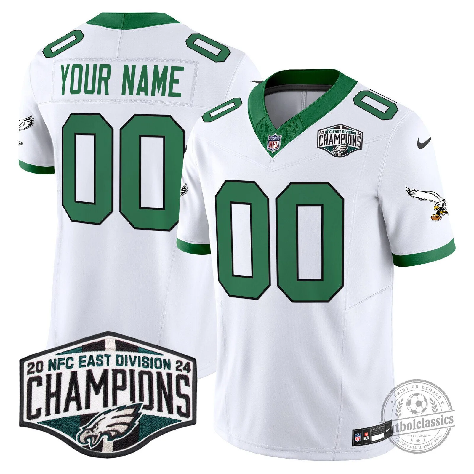 2024 NFC East Division Champions White Jersey for Philadelphia Eagles Football