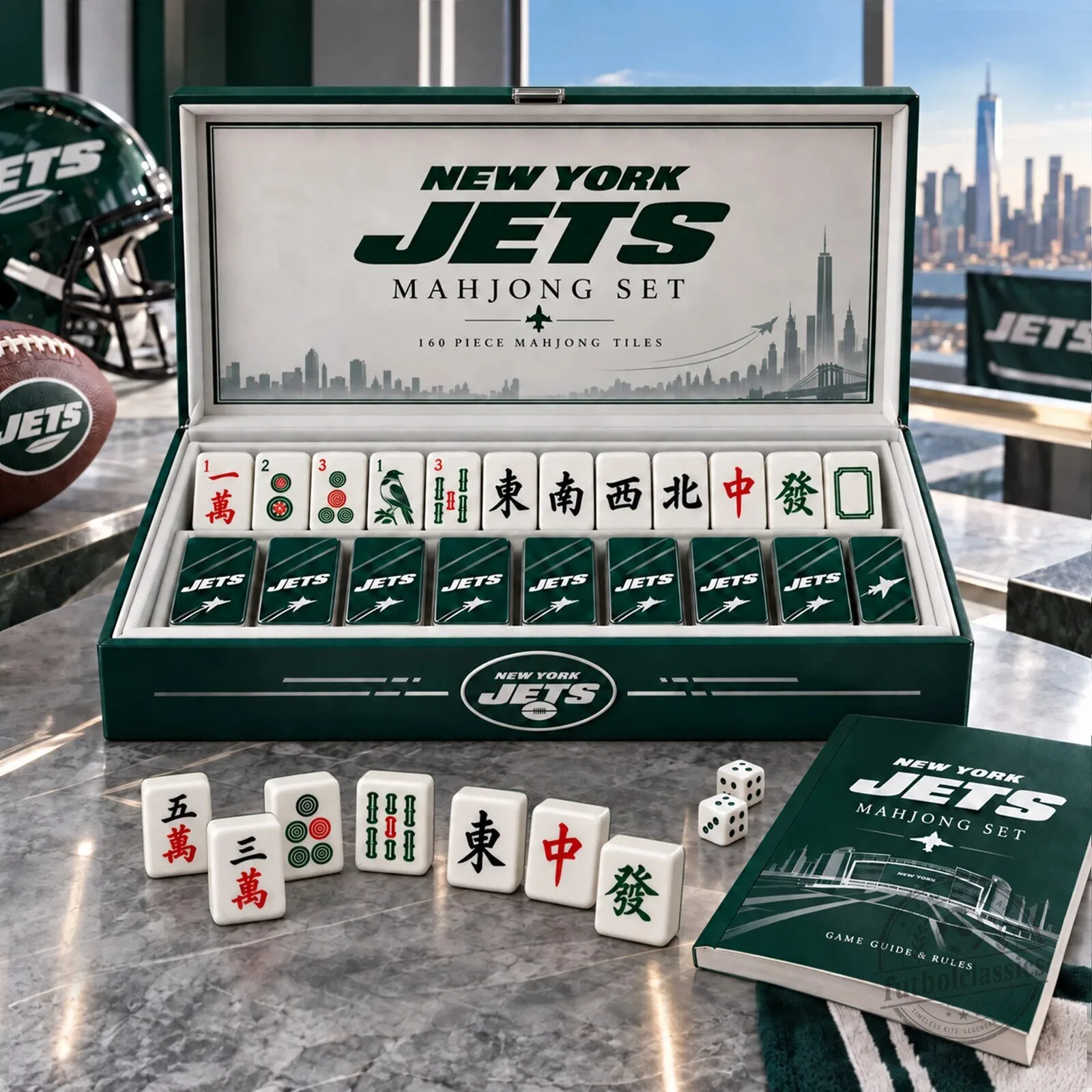 New York Jets NFL Football Team Logo Mahjong Tiles Game Set