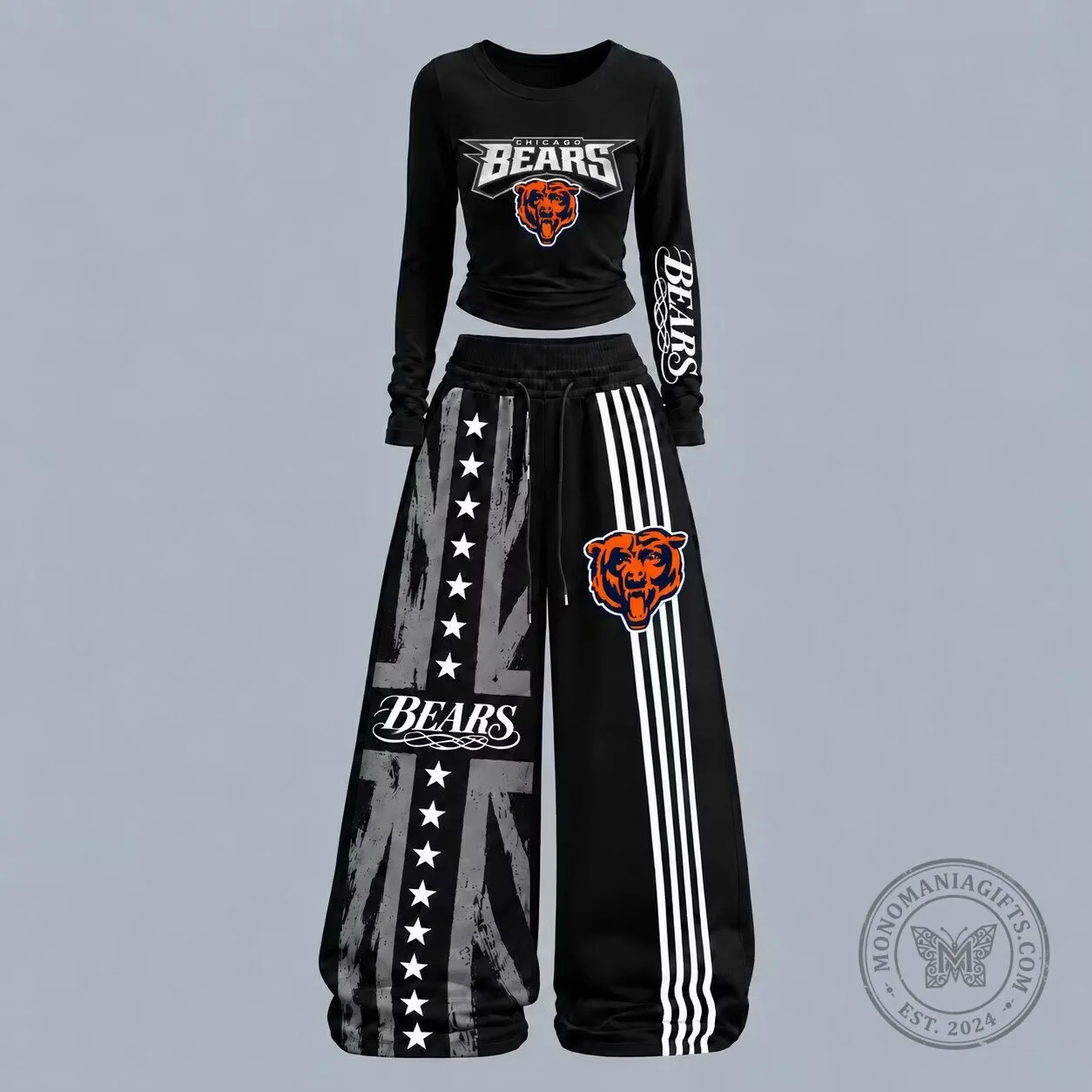 Women's Wide Leg Pants and Long Sleeve Shirt Set by Chicago Bears