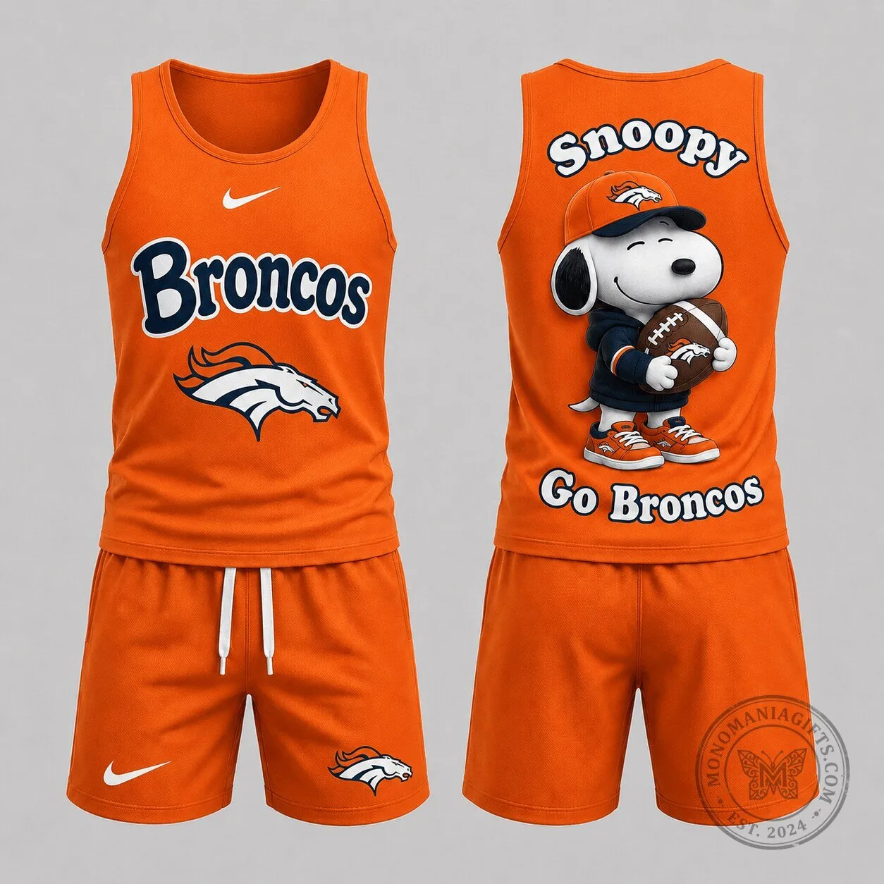 Unisex Tank Top and Shorts Set for Game Day Featuring Denver Broncos and Snoopy 1 Unisex Tank Top and Shorts Set for Game Day Featuring Denver Broncos and Snoopy