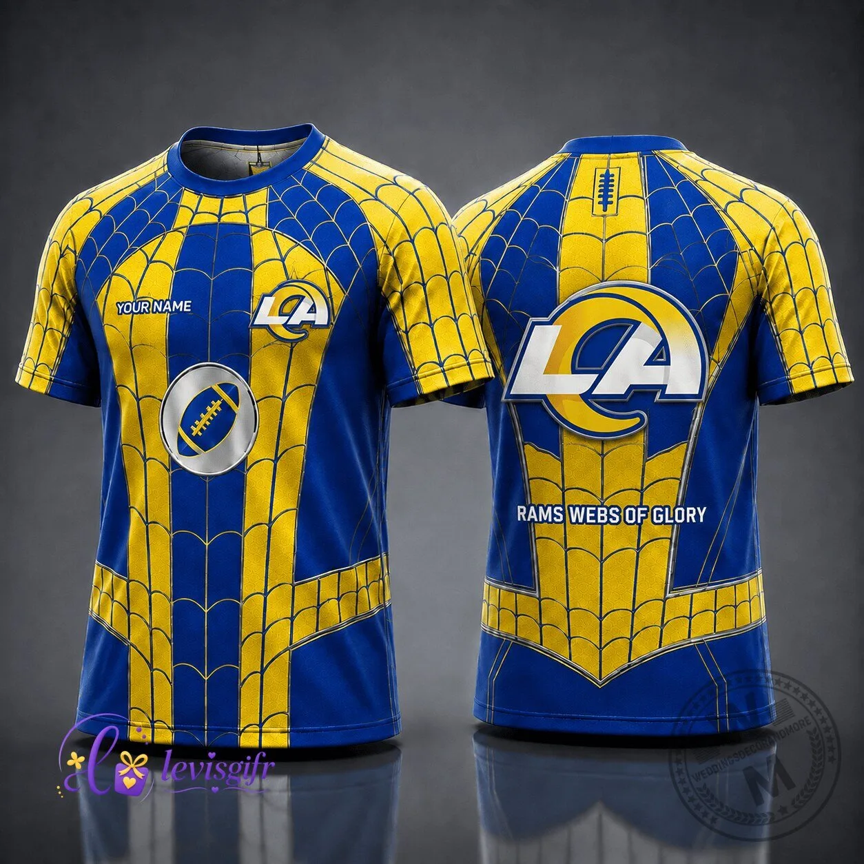 Los Angeles Rams Football Spider-Man Web Pattern Personalized T-Shirt