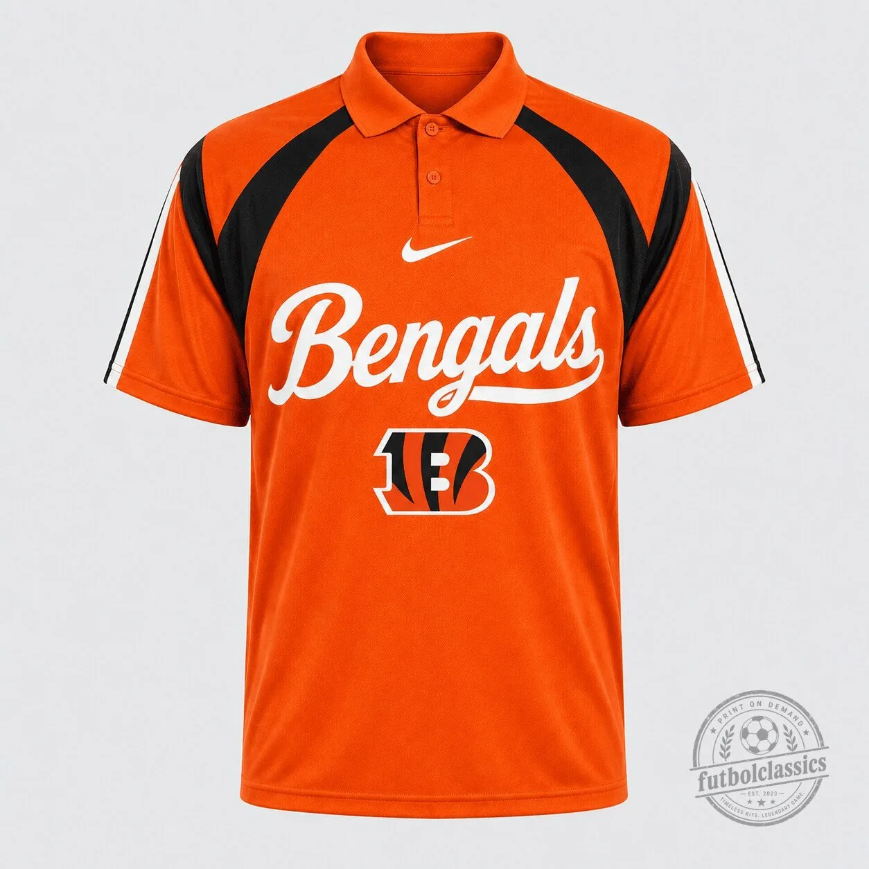 Cincinnati Bengals Nike Logo Orange and Black Stripe Polo Shirt for Men