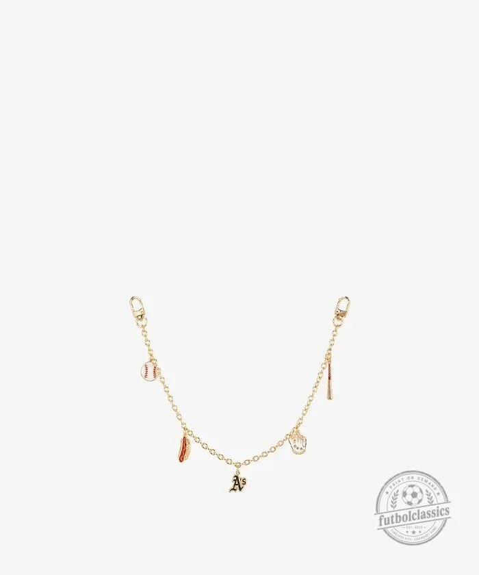 Oakland Athletics Baseball Charm Chain Gold Tone Keychain Accessory