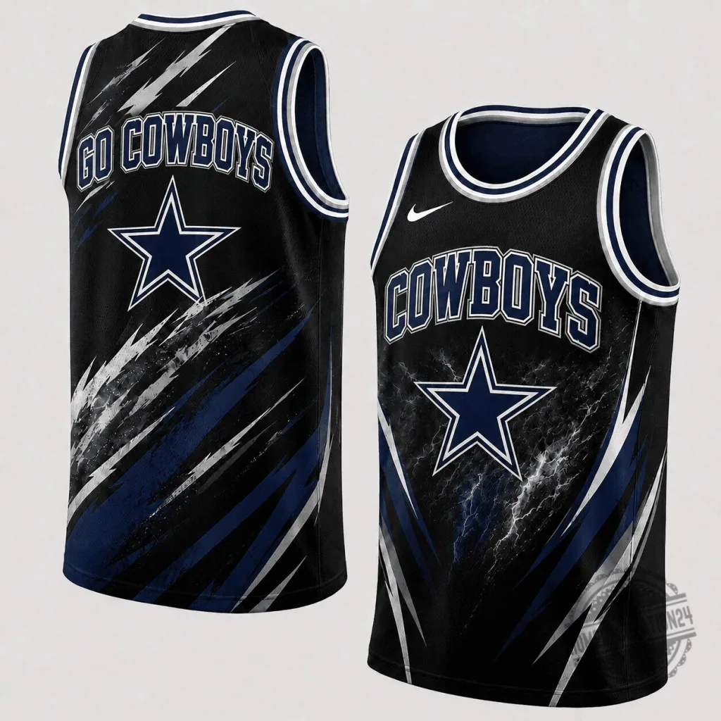 Dallas Cowboys Black Abstract Scratch Style Sports Basketball Jersey Dallas Cowboys Black Abstract Scratch Style Sports Basketball Jersey