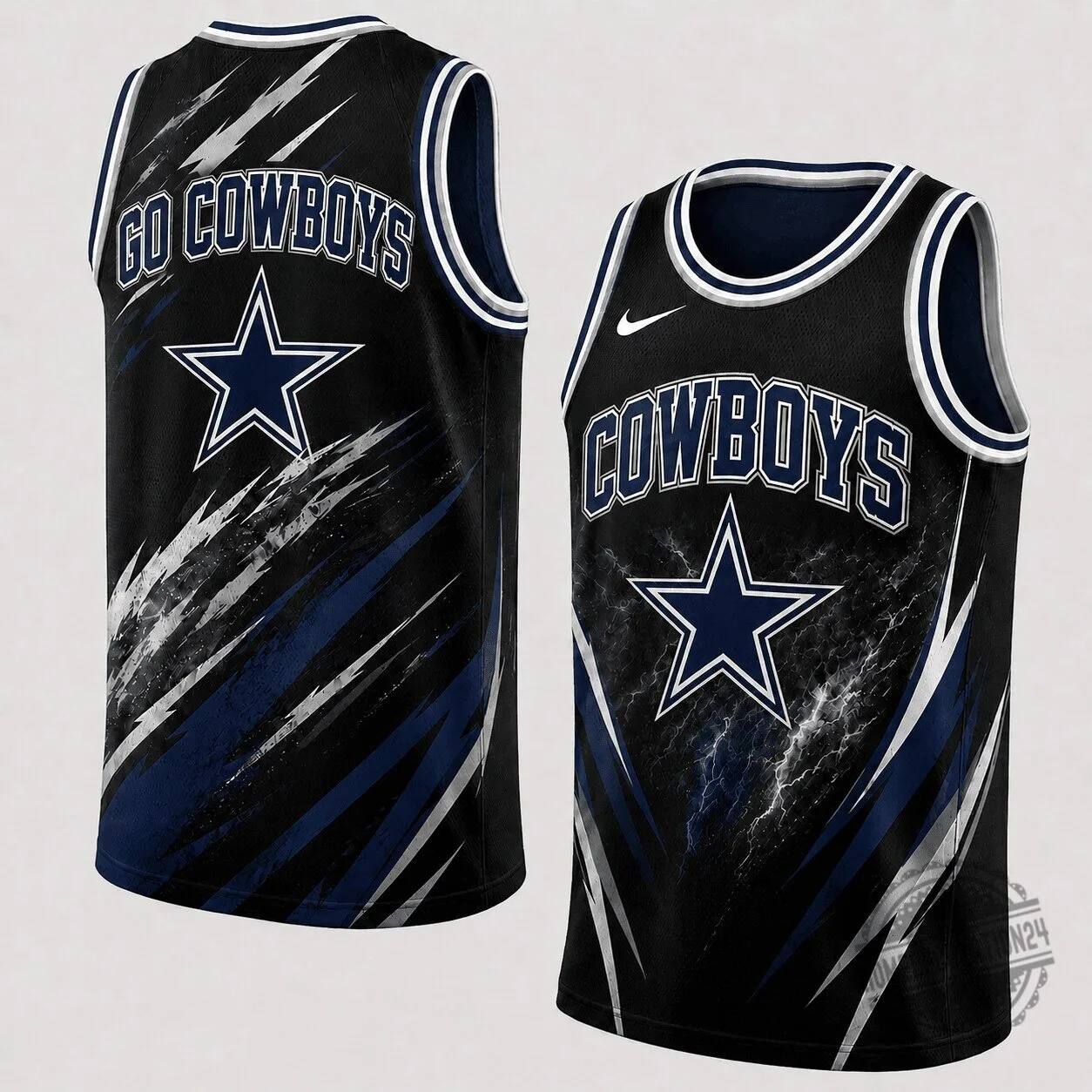 Dallas Cowboys Black Abstract Scratch Style Sports Basketball Jersey