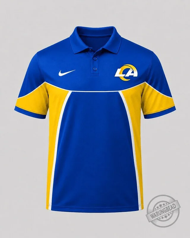 Los Angeles Rams Blue and Yellow Performance Polo Shirt for Men 1 Los Angeles Rams Blue and Yellow Performance Polo Shirt for Men