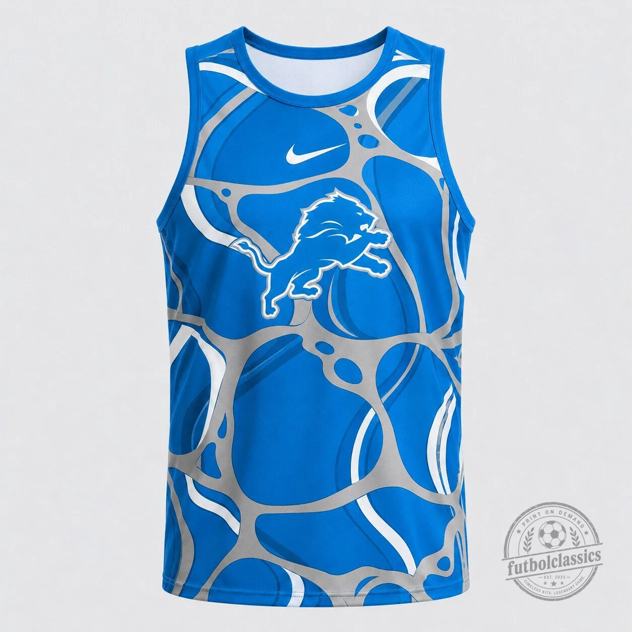Detroit Lions NFL Football Team Blue Athletic Graphic Tank Top