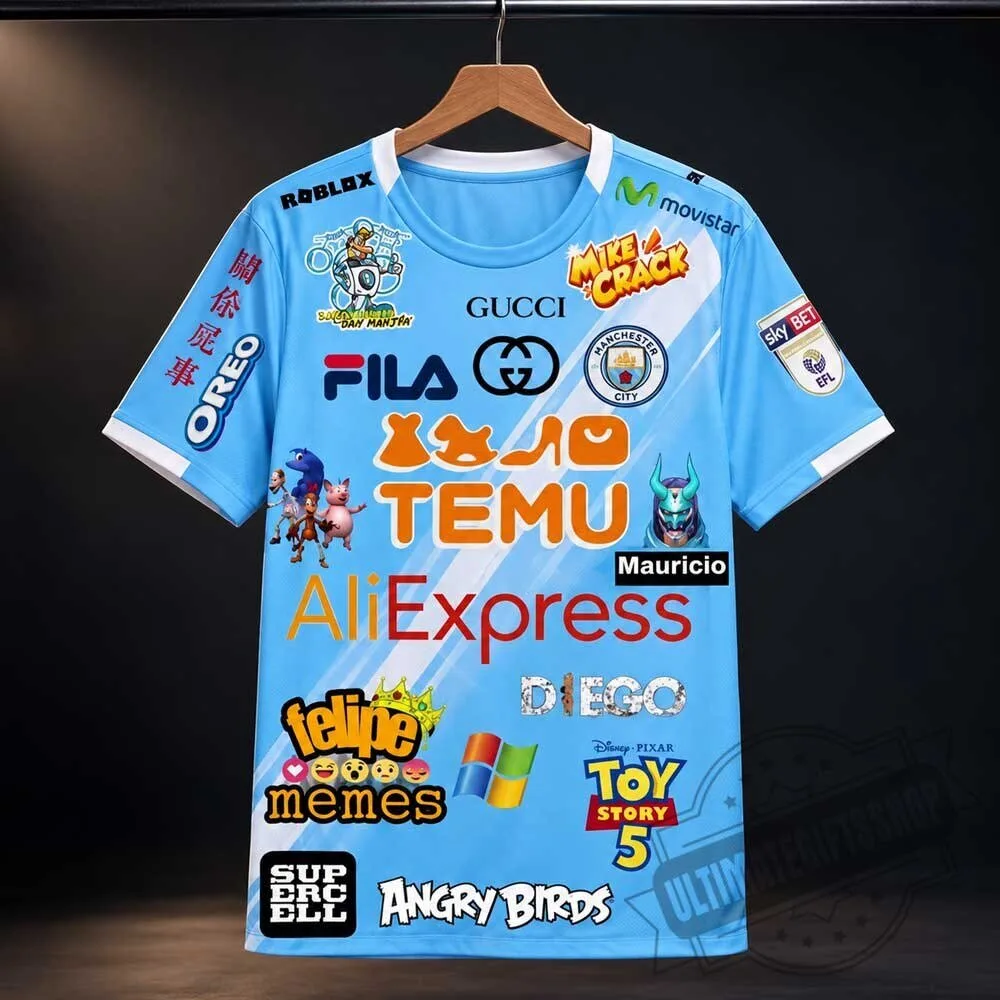 Manchester City 115 Charges Meme Jersey - Funny Parody Multi-Sponsor Soccer Shirt 3 Manchester City 115 Charges Meme Jersey - Funny Parody Multi-Sponsor Soccer Shirt