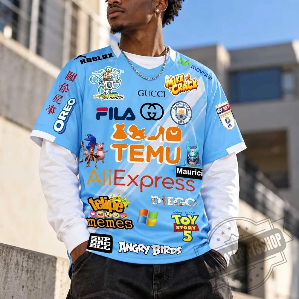 Manchester City 115 Charges Meme Jersey - Funny Parody Multi-Sponsor Soccer Shirt 5 Manchester City 115 Charges Meme Jersey - Funny Parody Multi-Sponsor Soccer Shirt