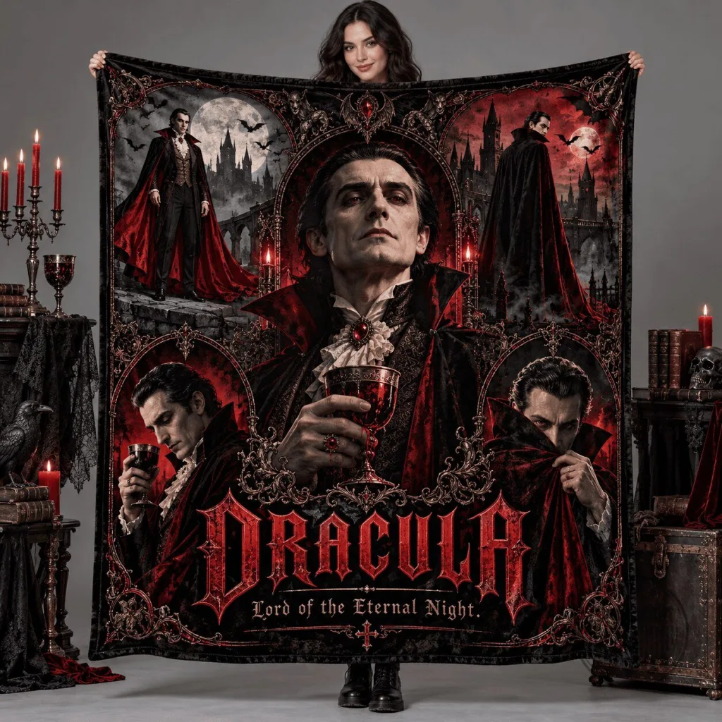 Dracula Vampire Goblet And Crimson Portraits Fleece Blanket Dracula Vampire Goblet And Crimson Portraits Fleece Blanket