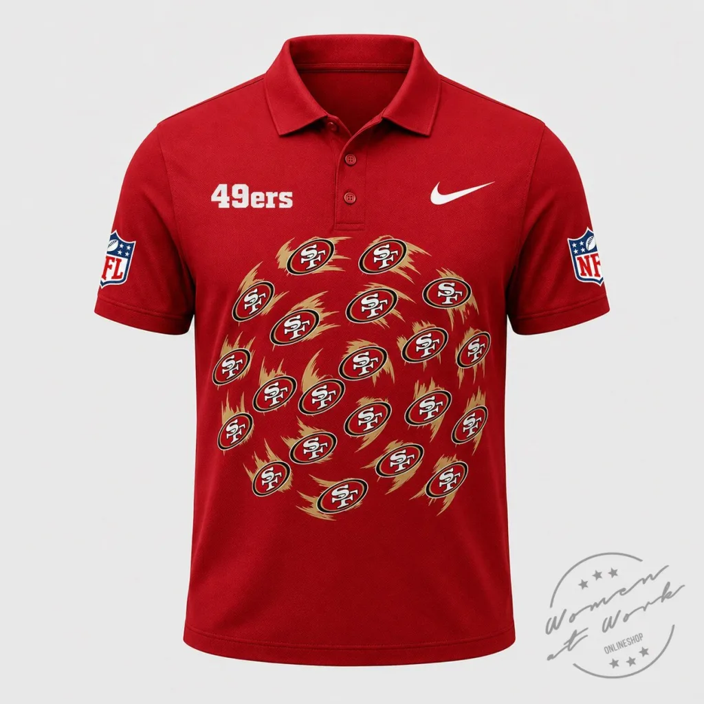 San Francisco 49ers NFL Football Logo Pattern Red Polo Shirt San Francisco 49ers NFL Football Logo Pattern Red Polo Shirt