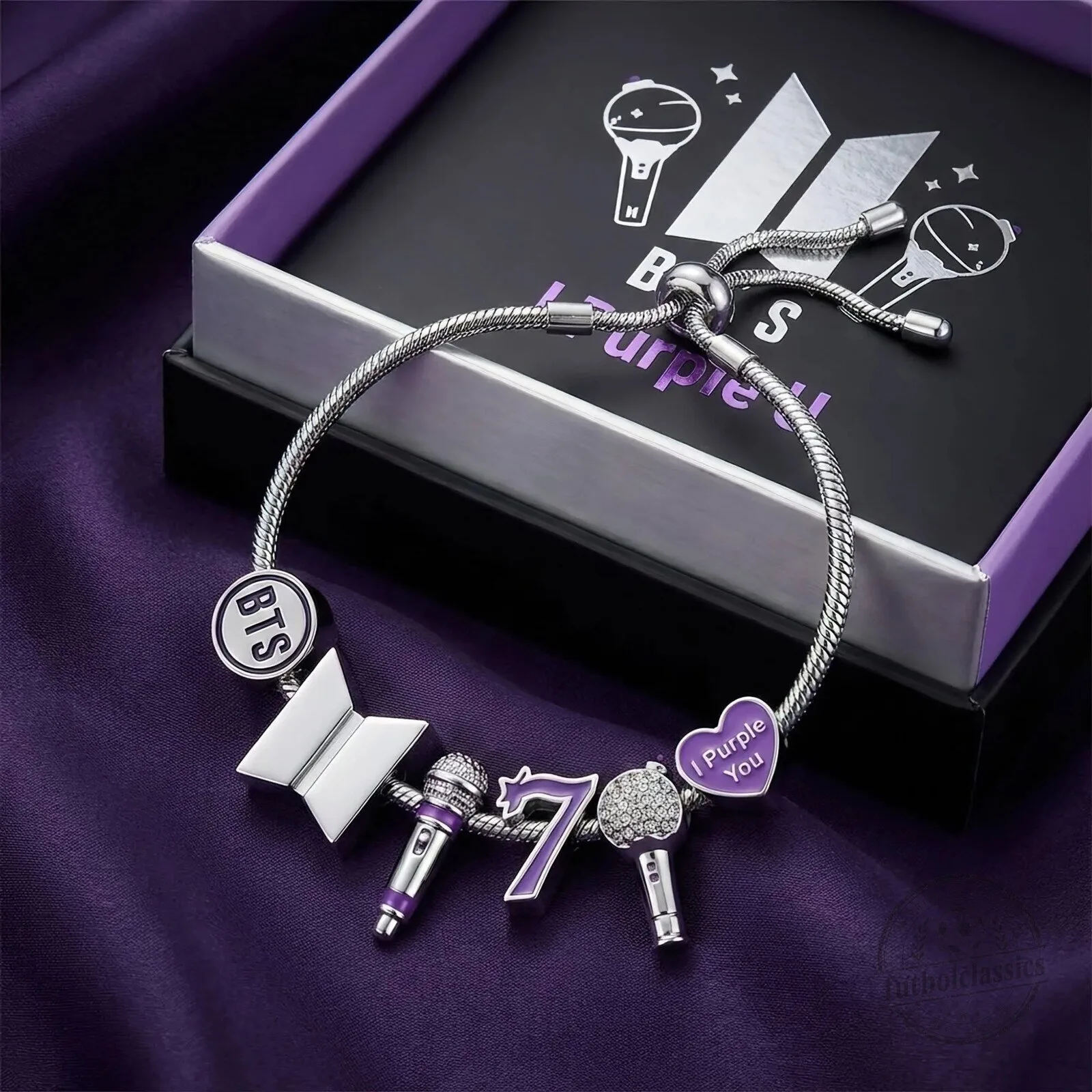 BTS Bangtan Boys I Purple You Adjustable Charm Bracelet